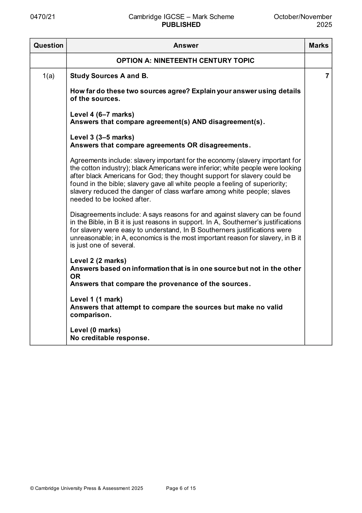 Mark scheme, page 6 of 15