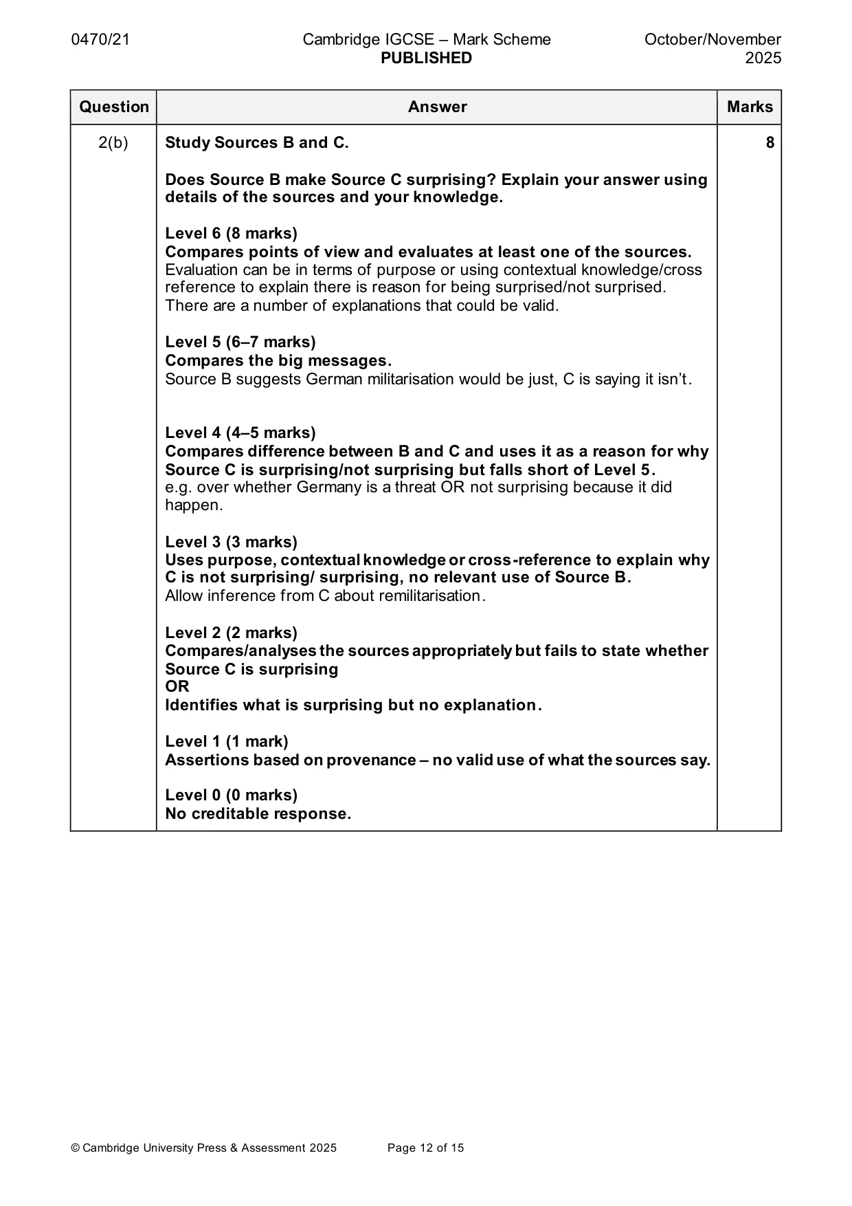 Mark scheme, page 12 of 15