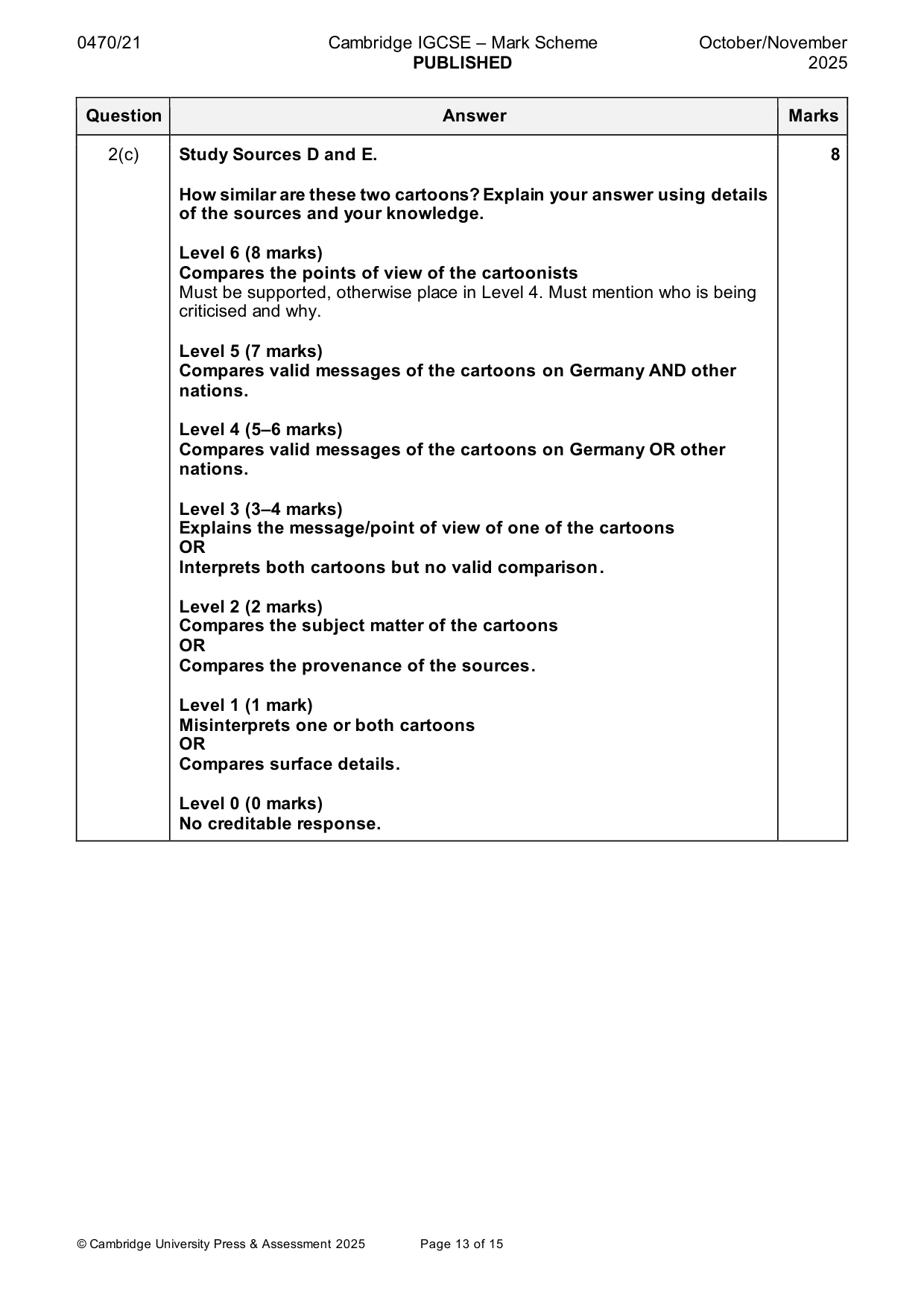 Mark scheme, page 13 of 15