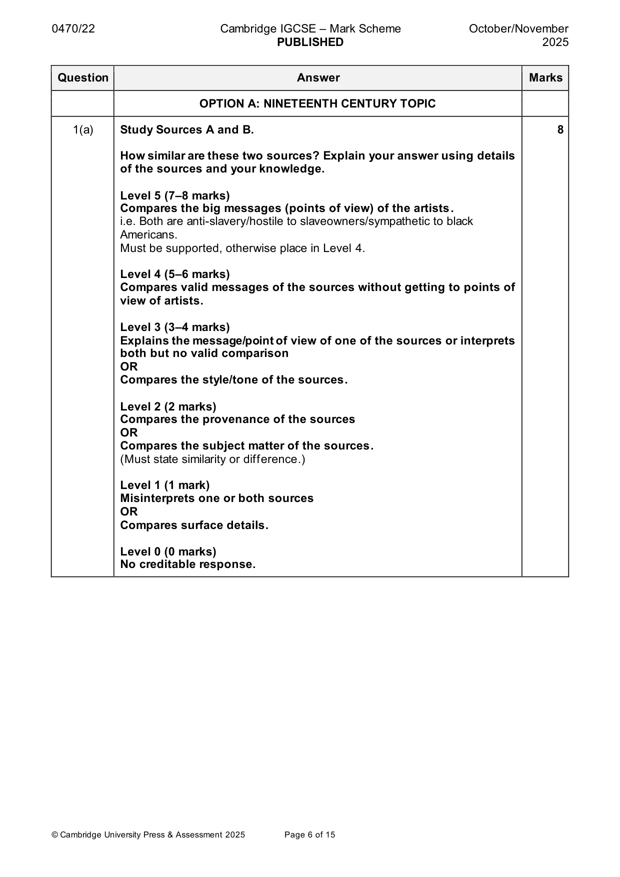 Mark scheme, page 6 of 15