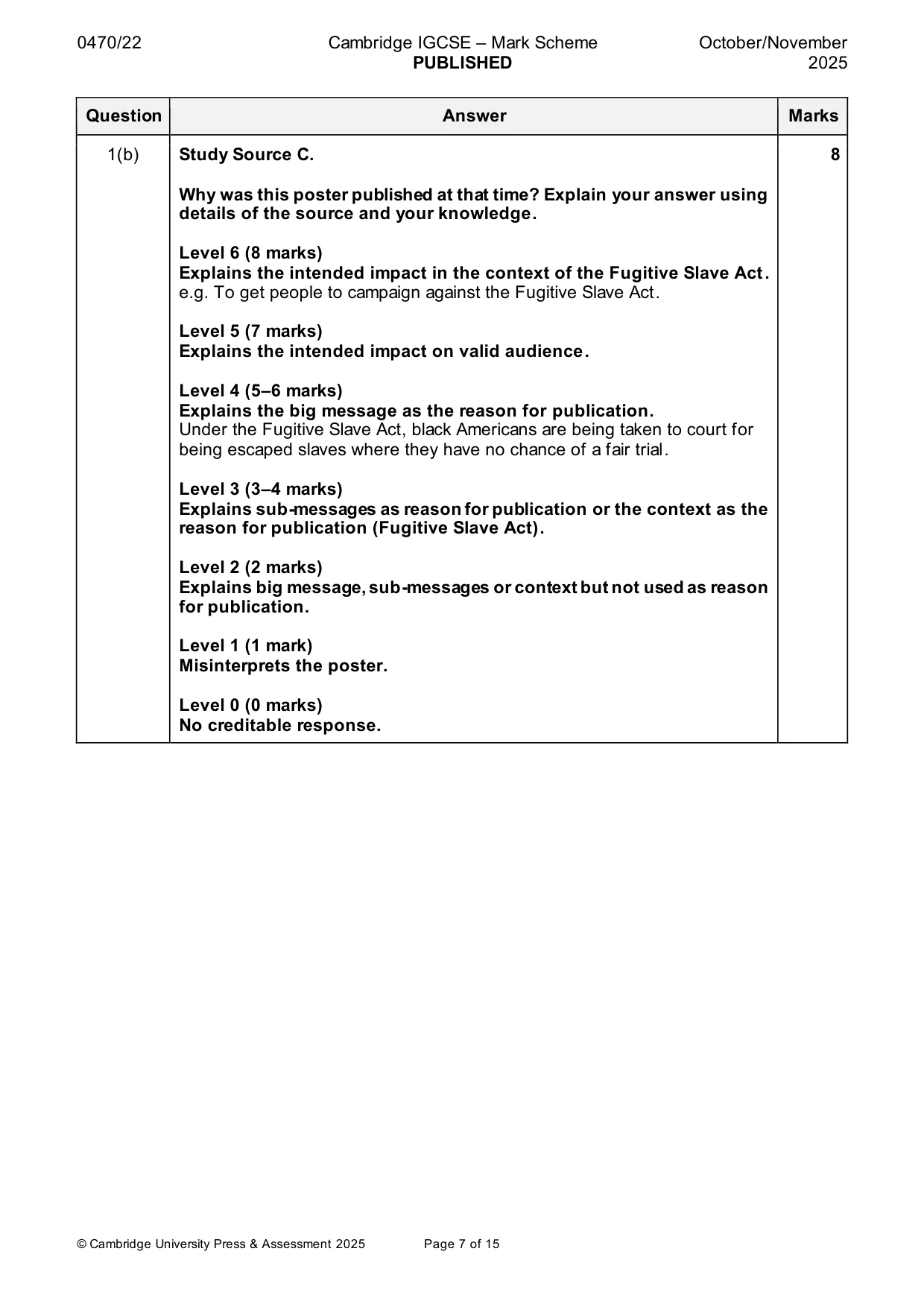 Mark scheme, page 7 of 15