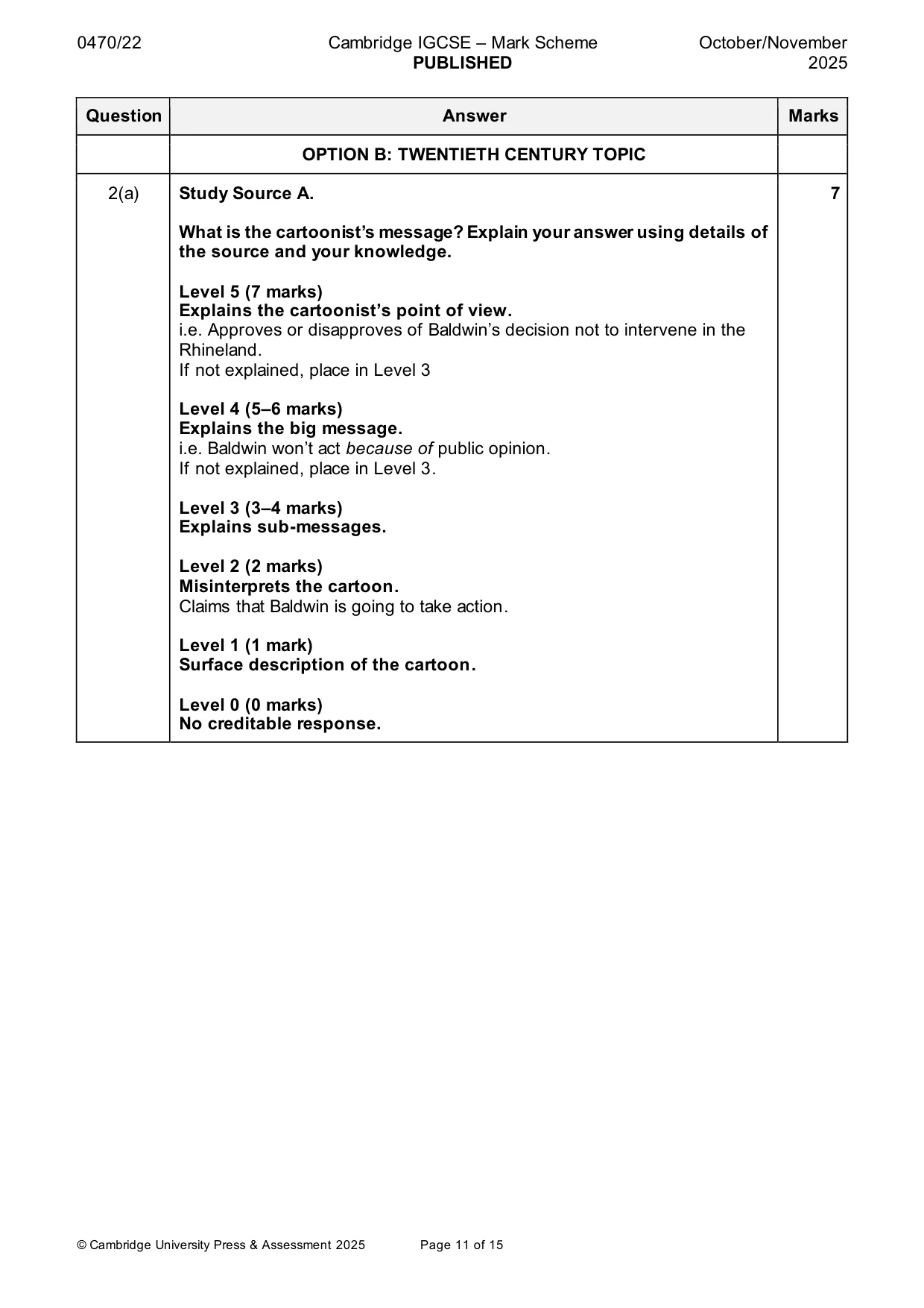 Mark scheme, page 11 of 15