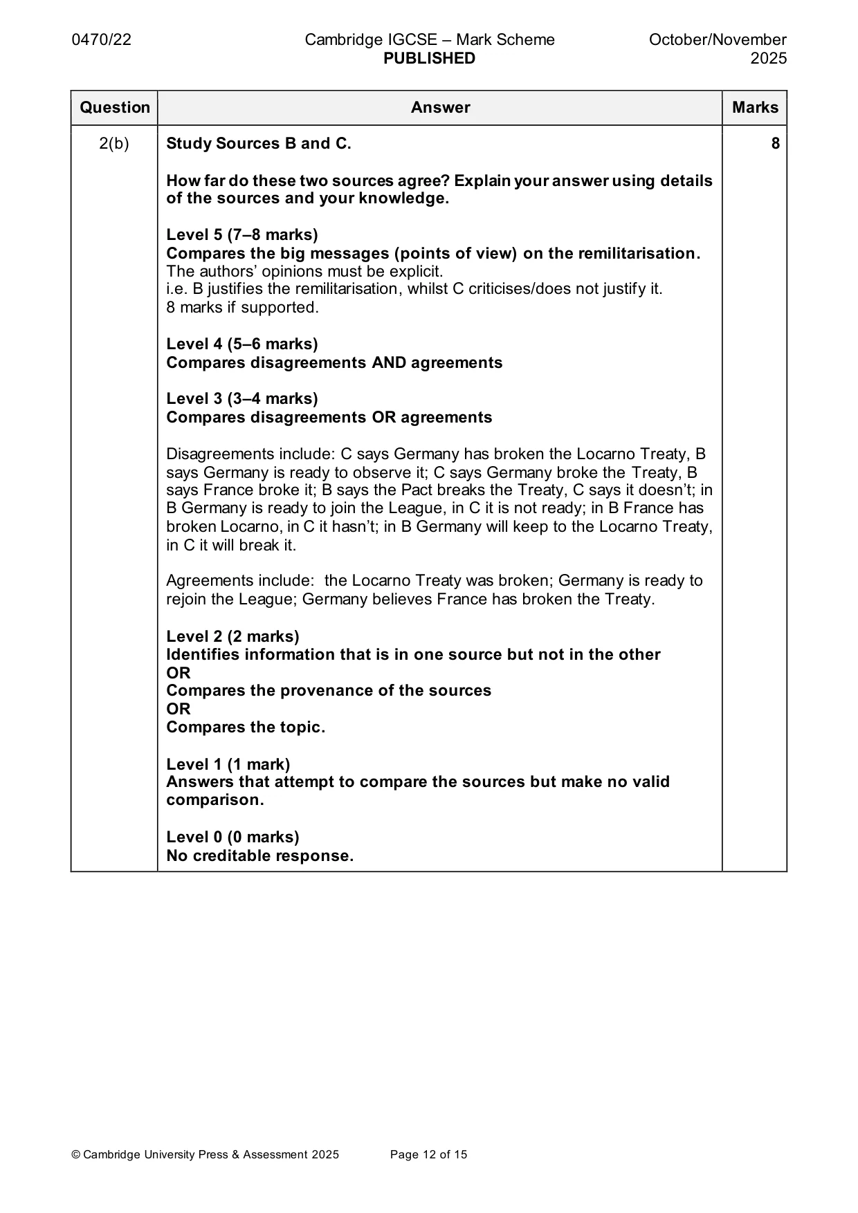 Mark scheme, page 12 of 15