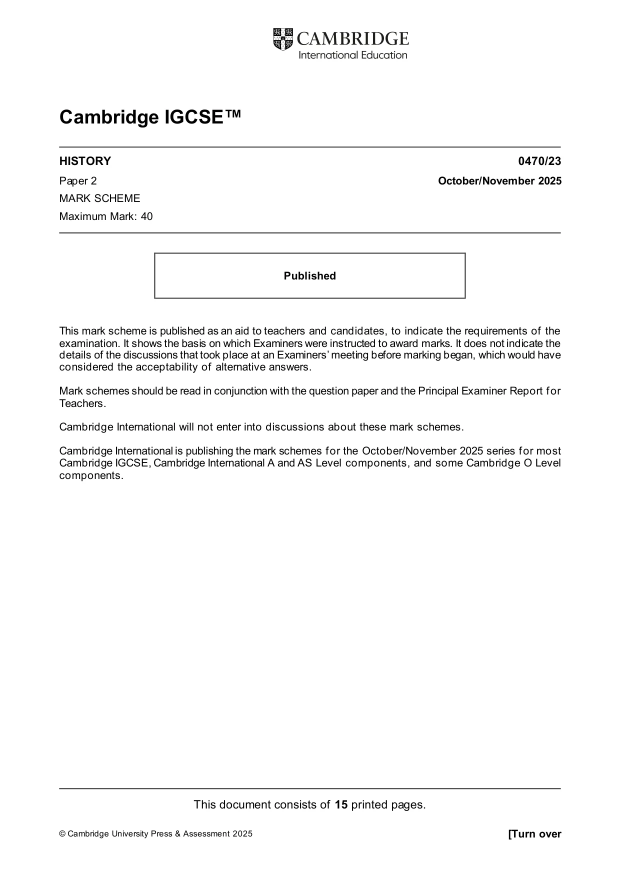 Mark scheme, page 1 of 15