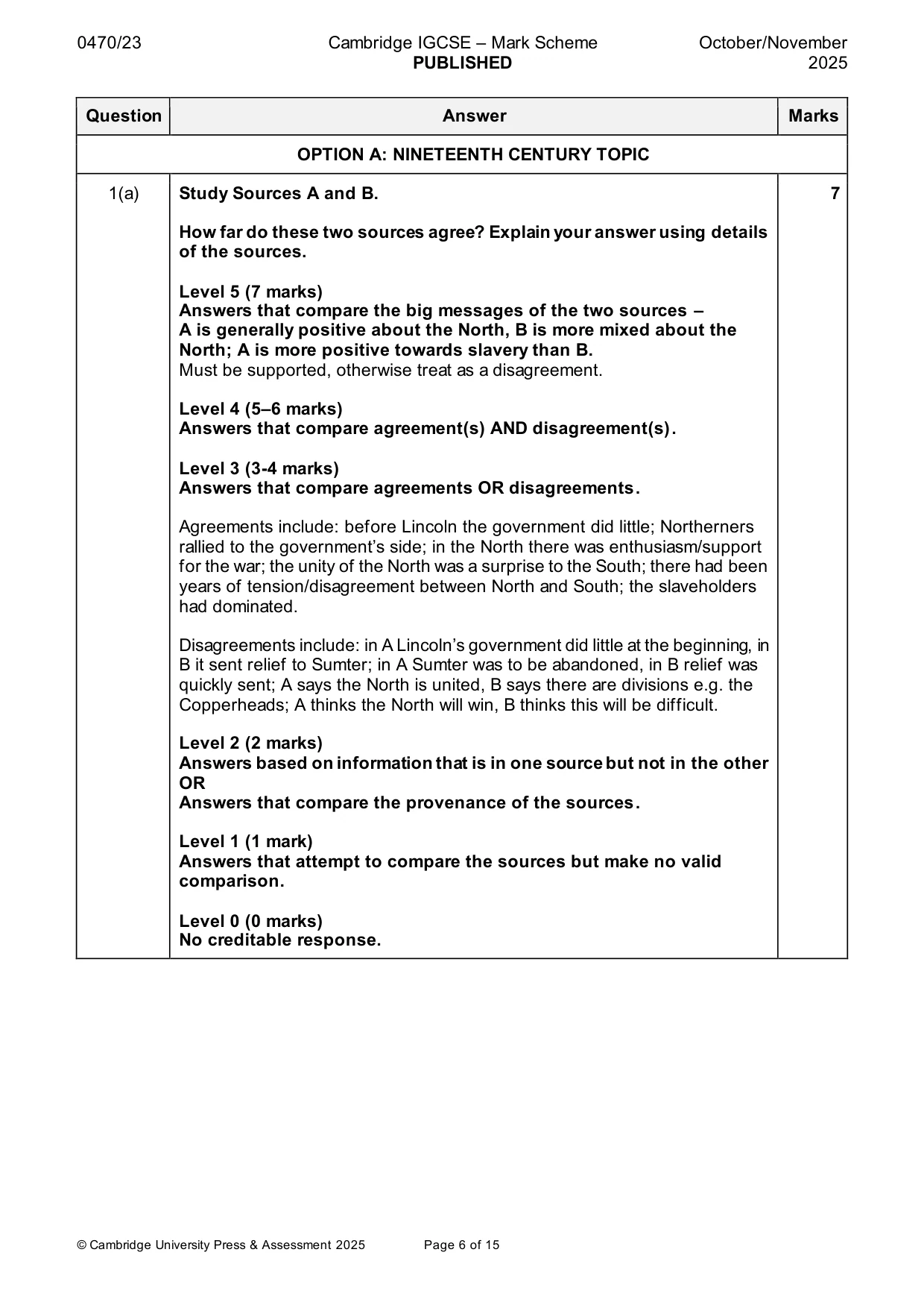 Mark scheme, page 6 of 15