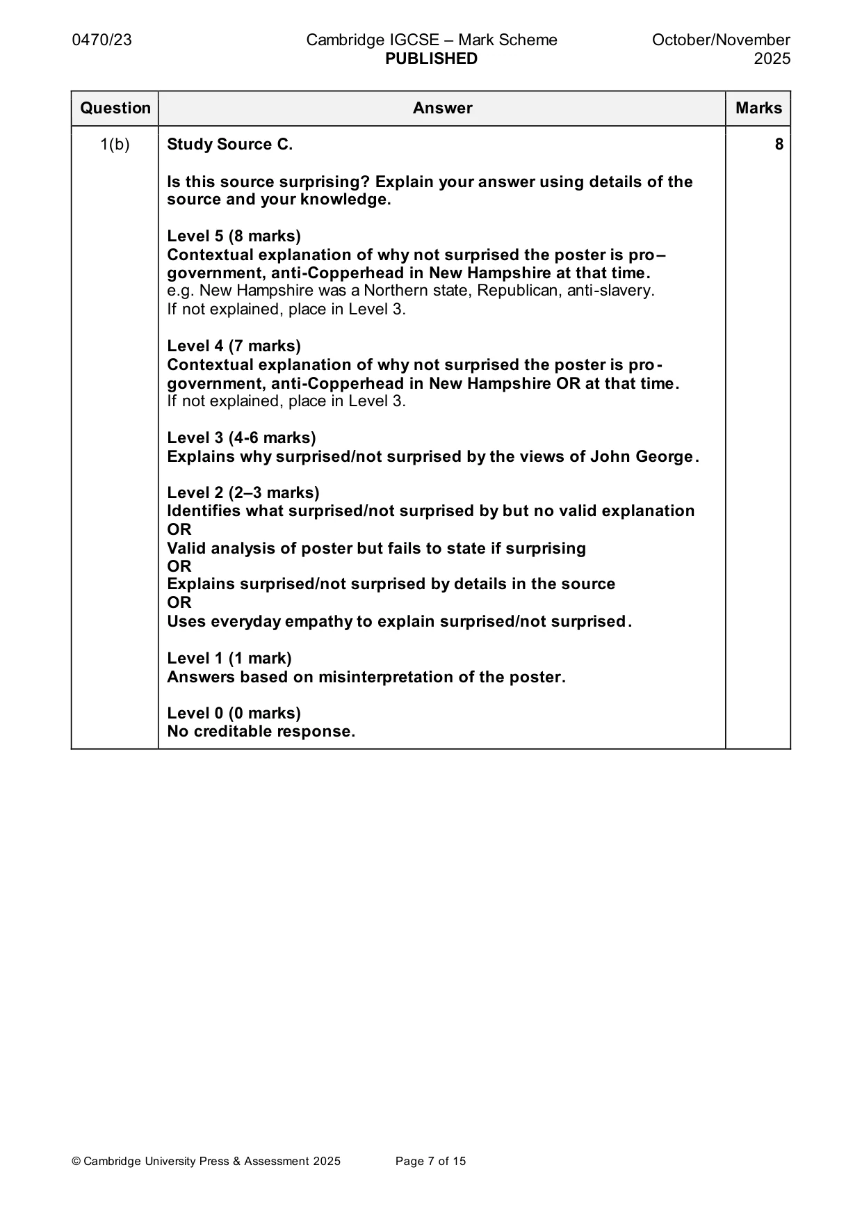 Mark scheme, page 7 of 15