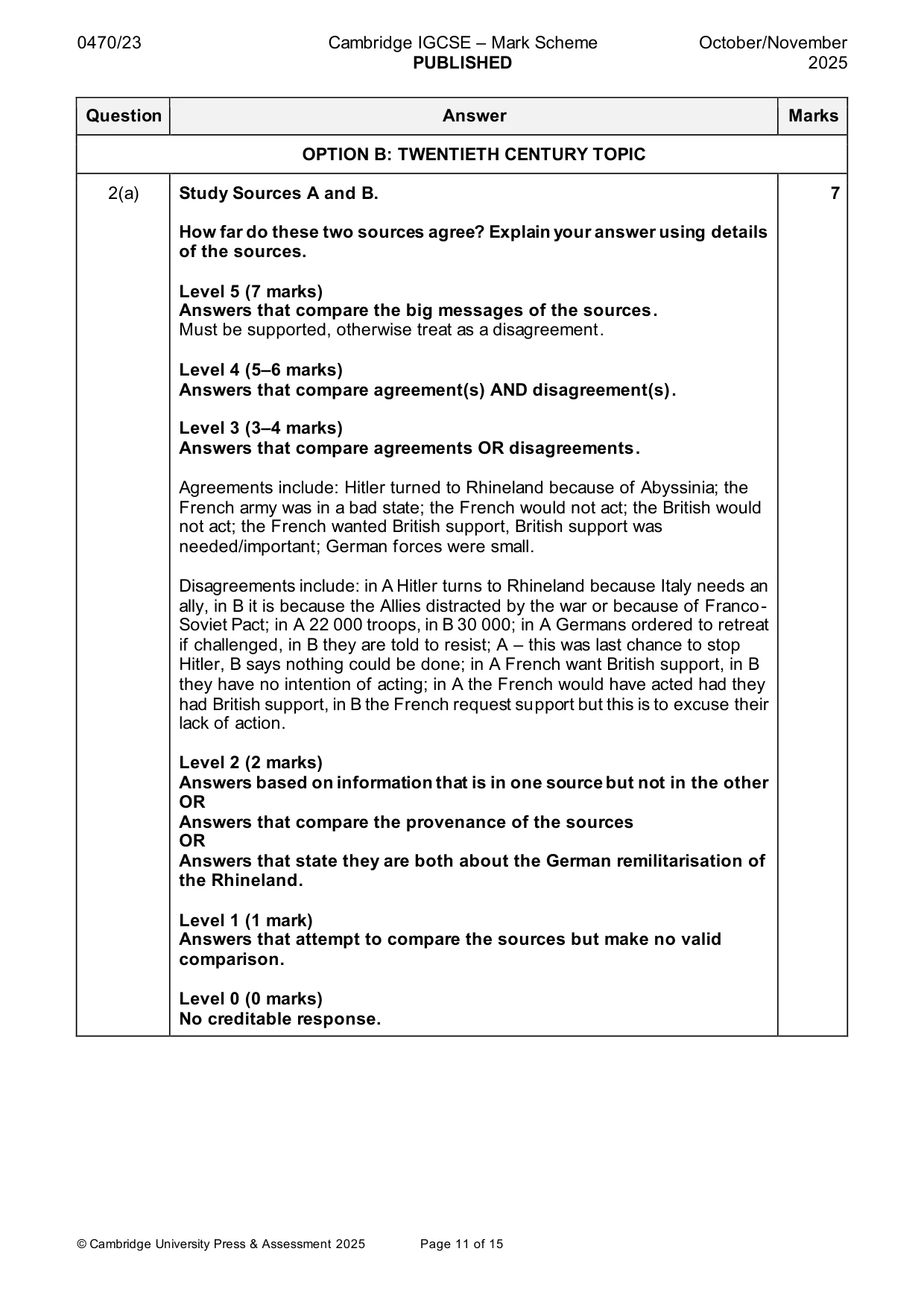 Mark scheme, page 11 of 15