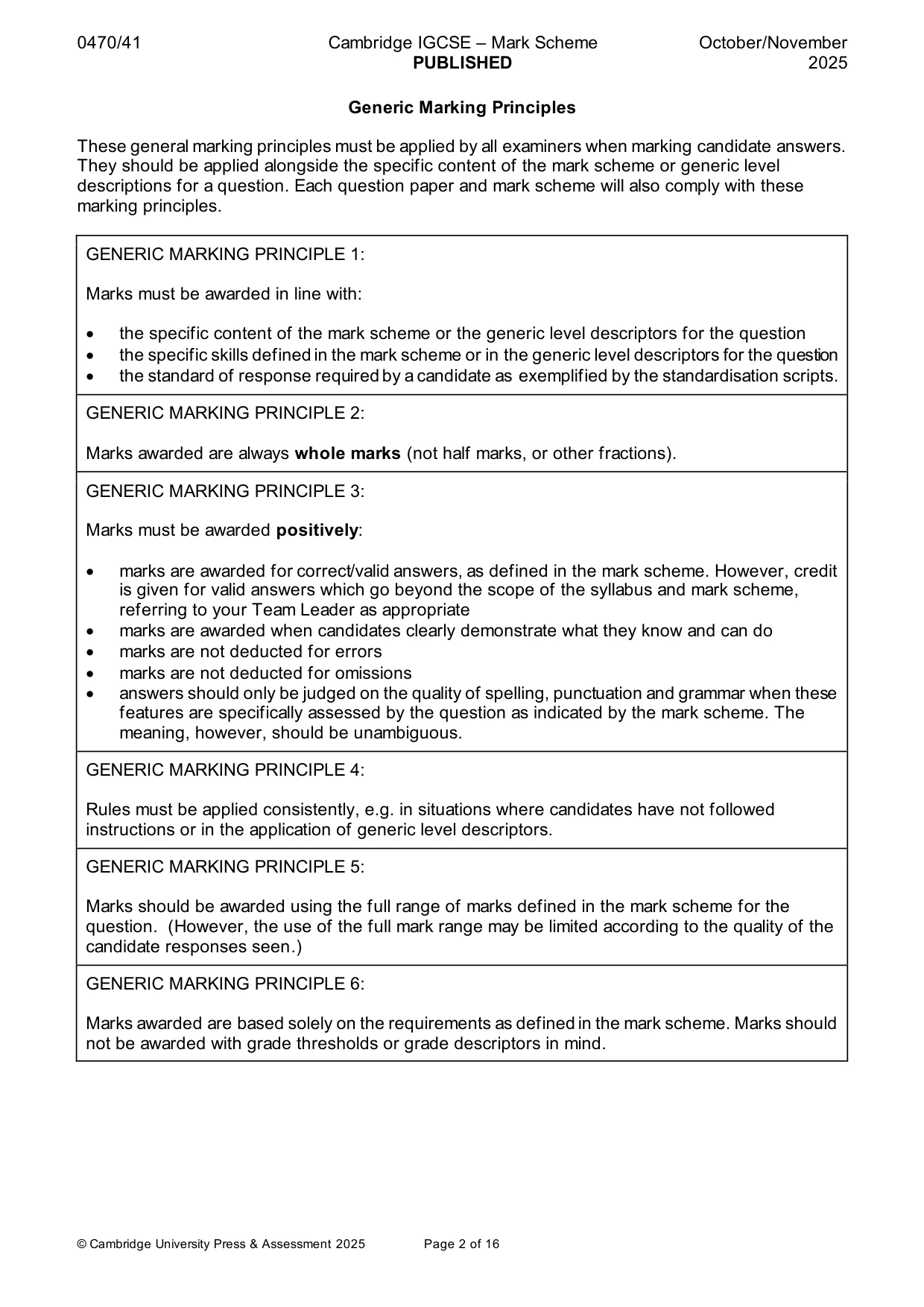 Mark scheme, page 2 of 16