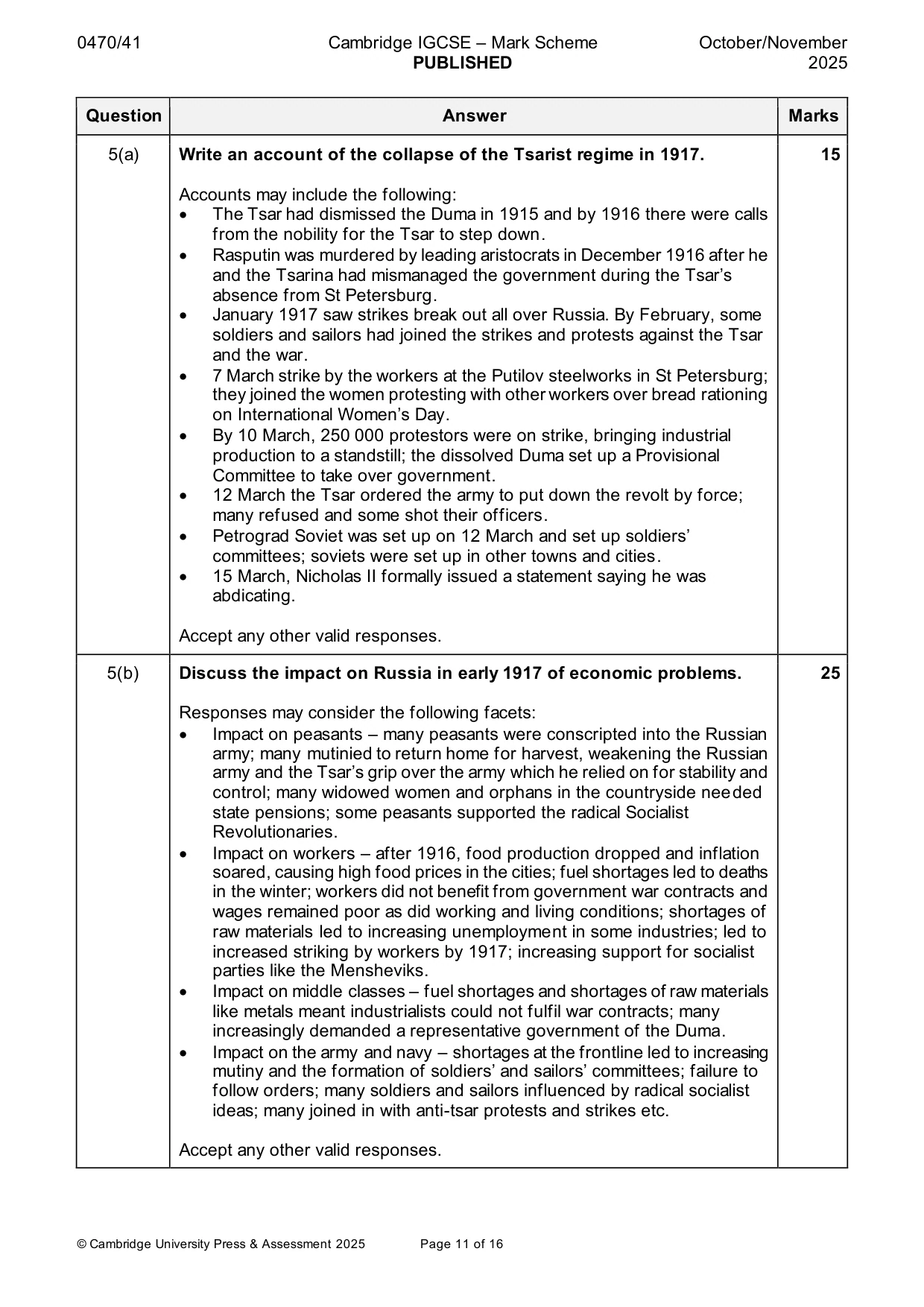 Mark scheme, page 11 of 16