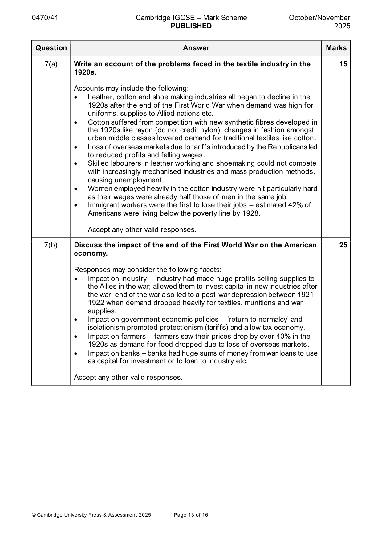 Mark scheme, page 13 of 16