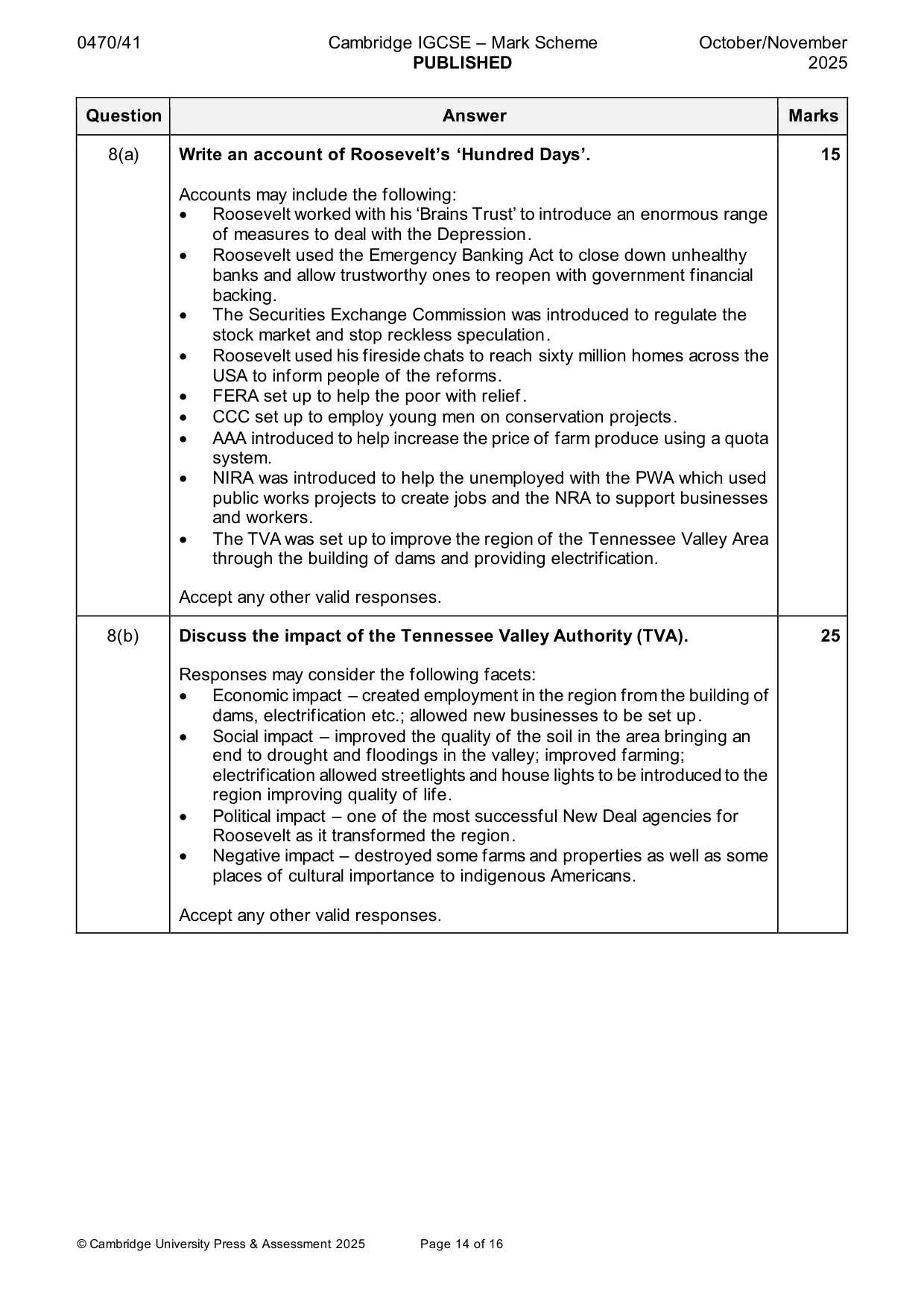 Mark scheme, page 14 of 16