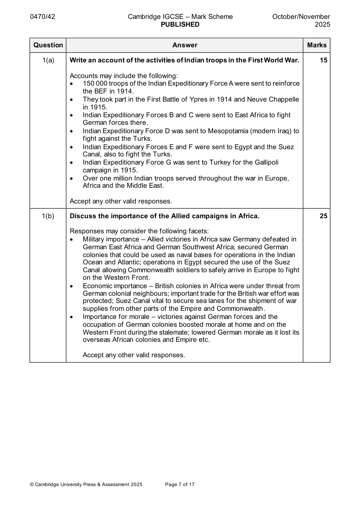 Mark scheme, page 7 of 17
