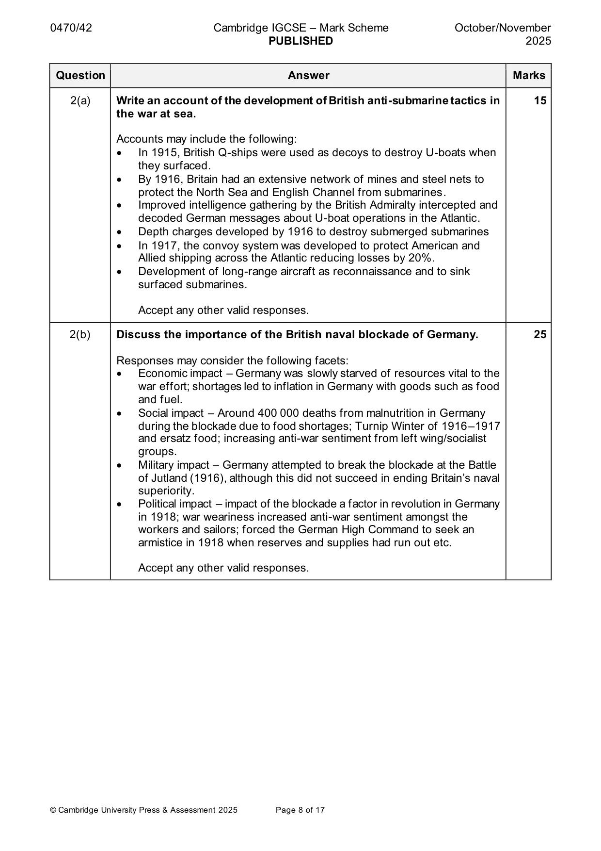 Mark scheme, page 8 of 17
