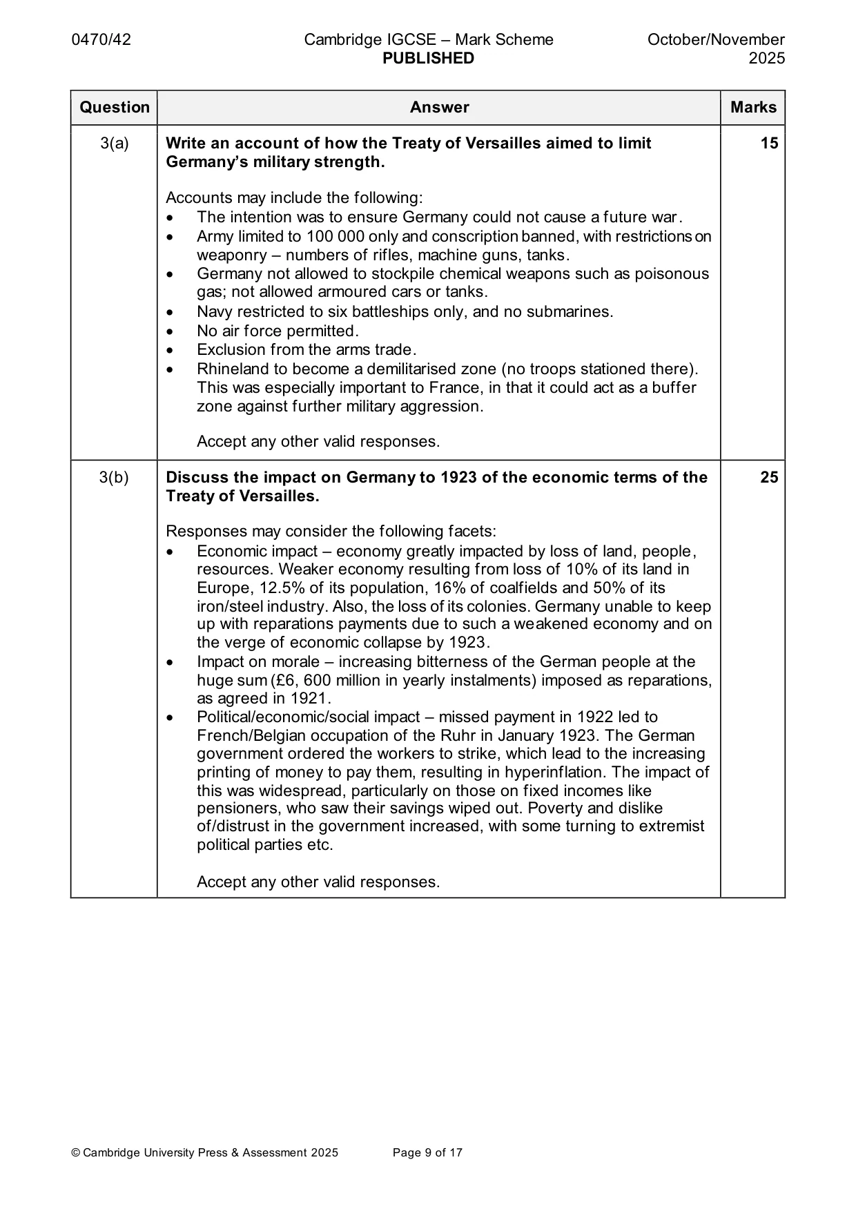 Mark scheme, page 9 of 17
