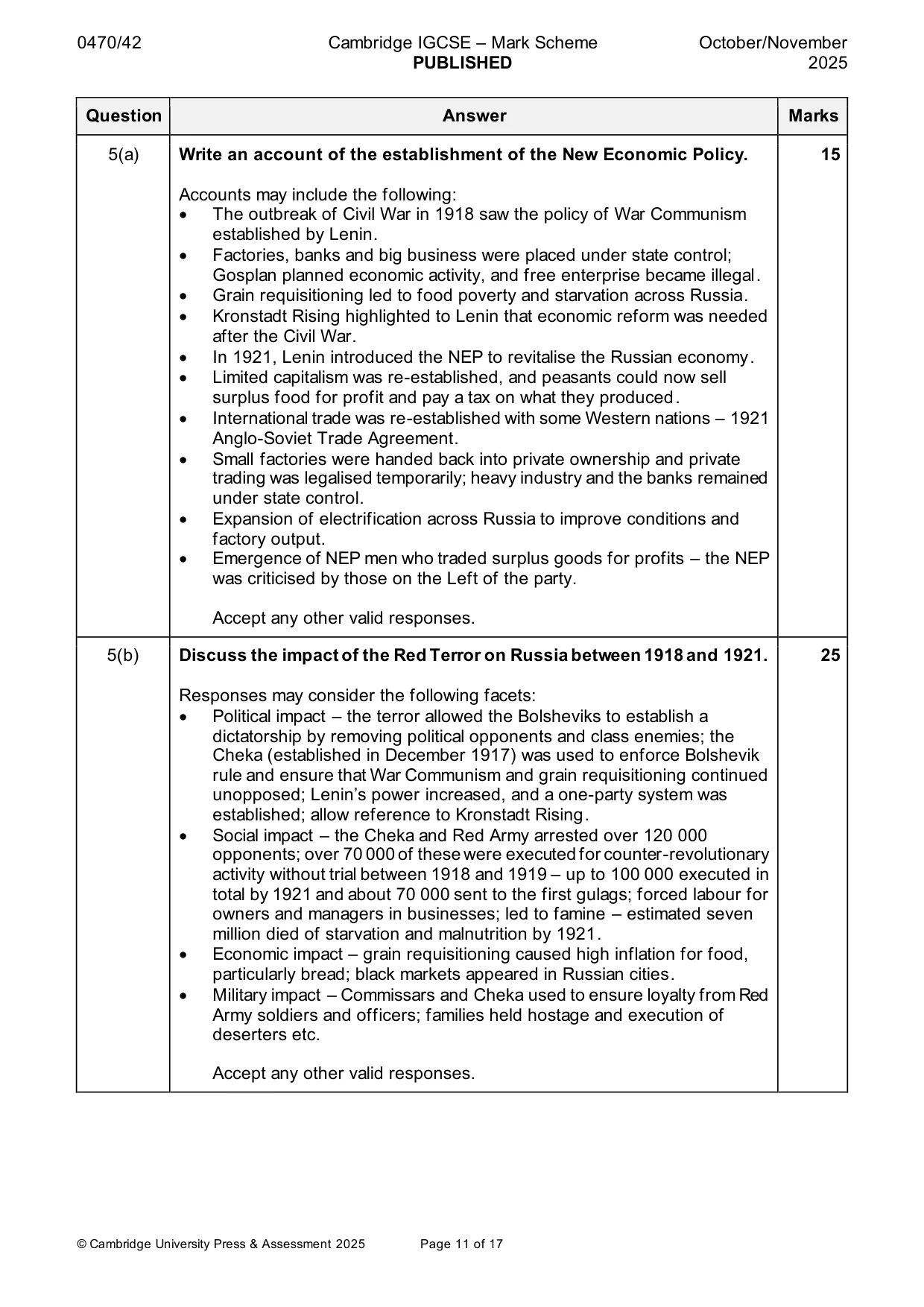 Mark scheme, page 11 of 17