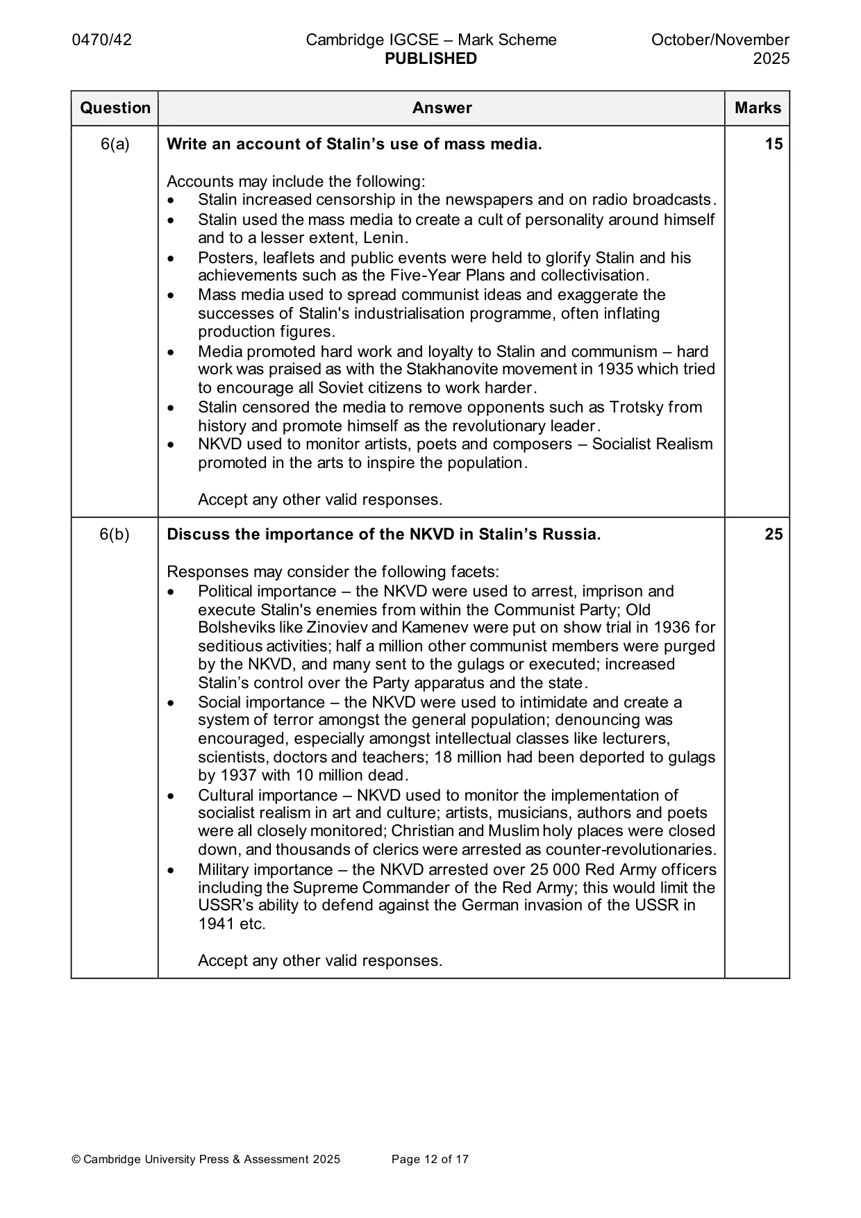 Mark scheme, page 12 of 17
