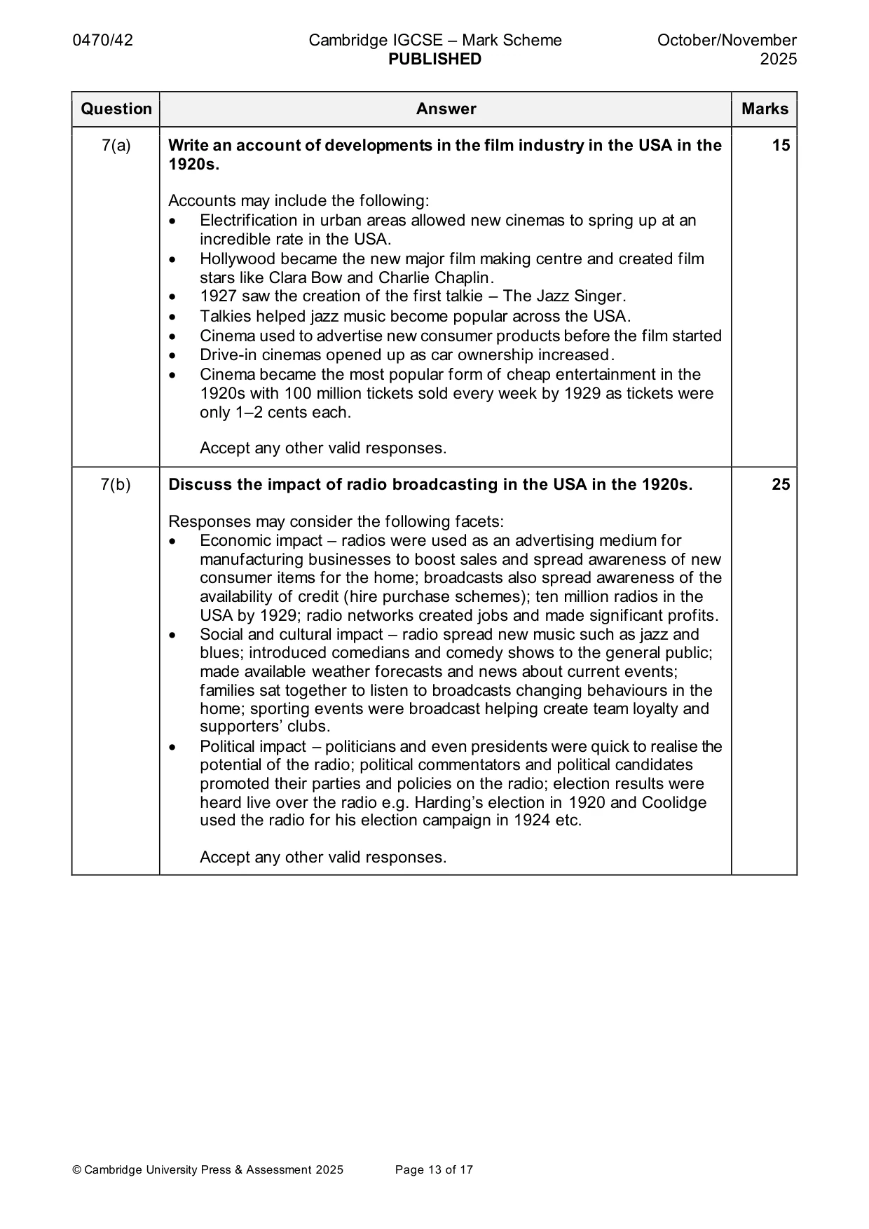 Mark scheme, page 13 of 17