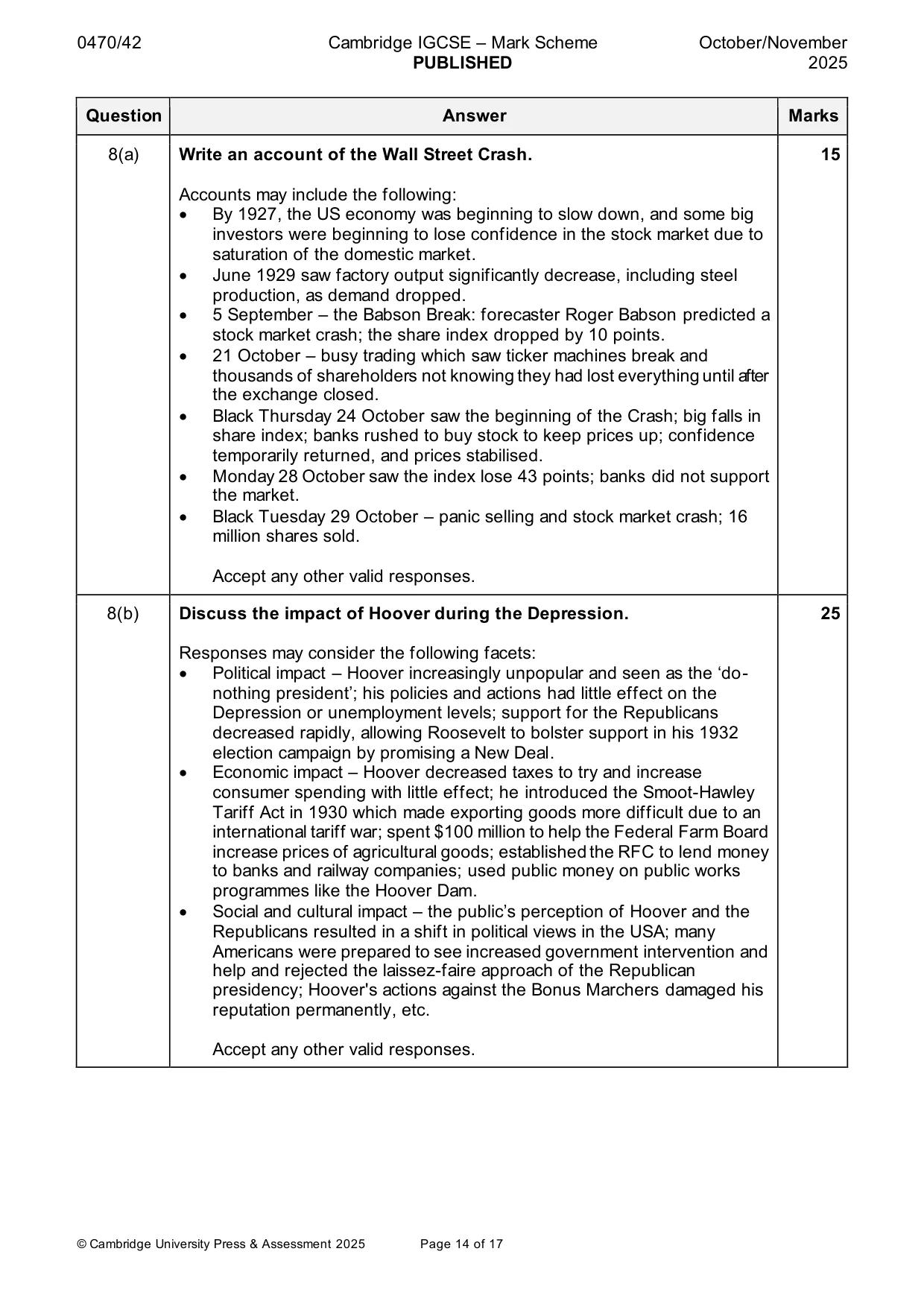 Mark scheme, page 14 of 17