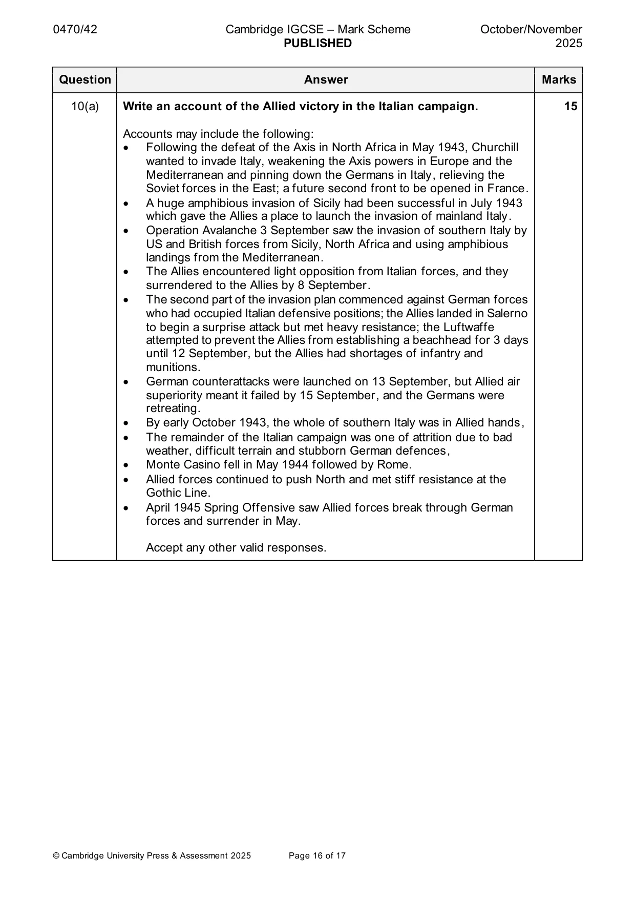 Mark scheme, page 16 of 17