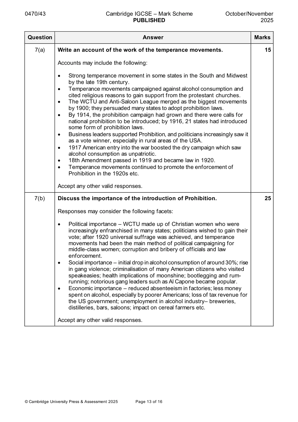 Mark scheme, page 13 of 16
