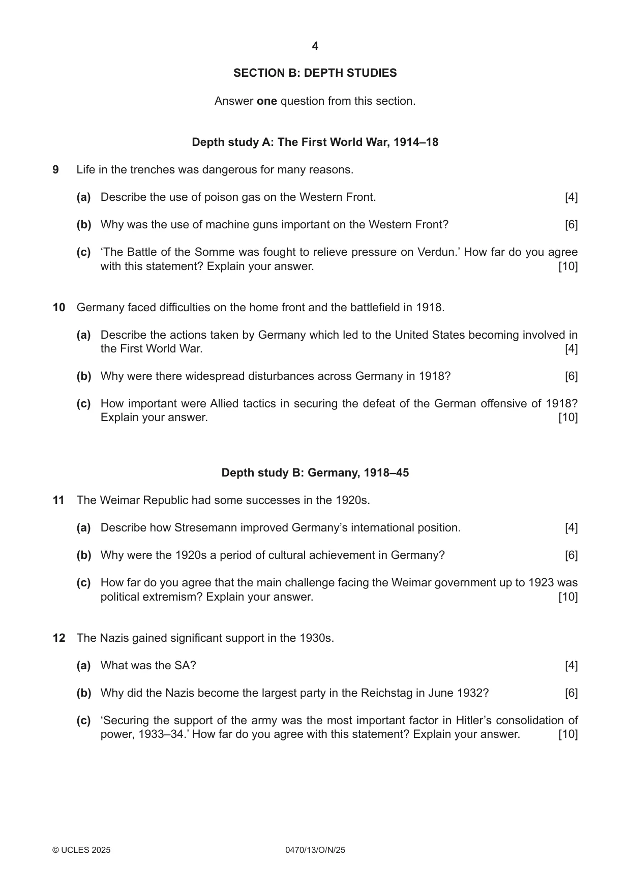 Cambridge IGCSE History 0470 2025 Oct/Nov Paper 1 · Variant 3 question paper, page 4 of 8