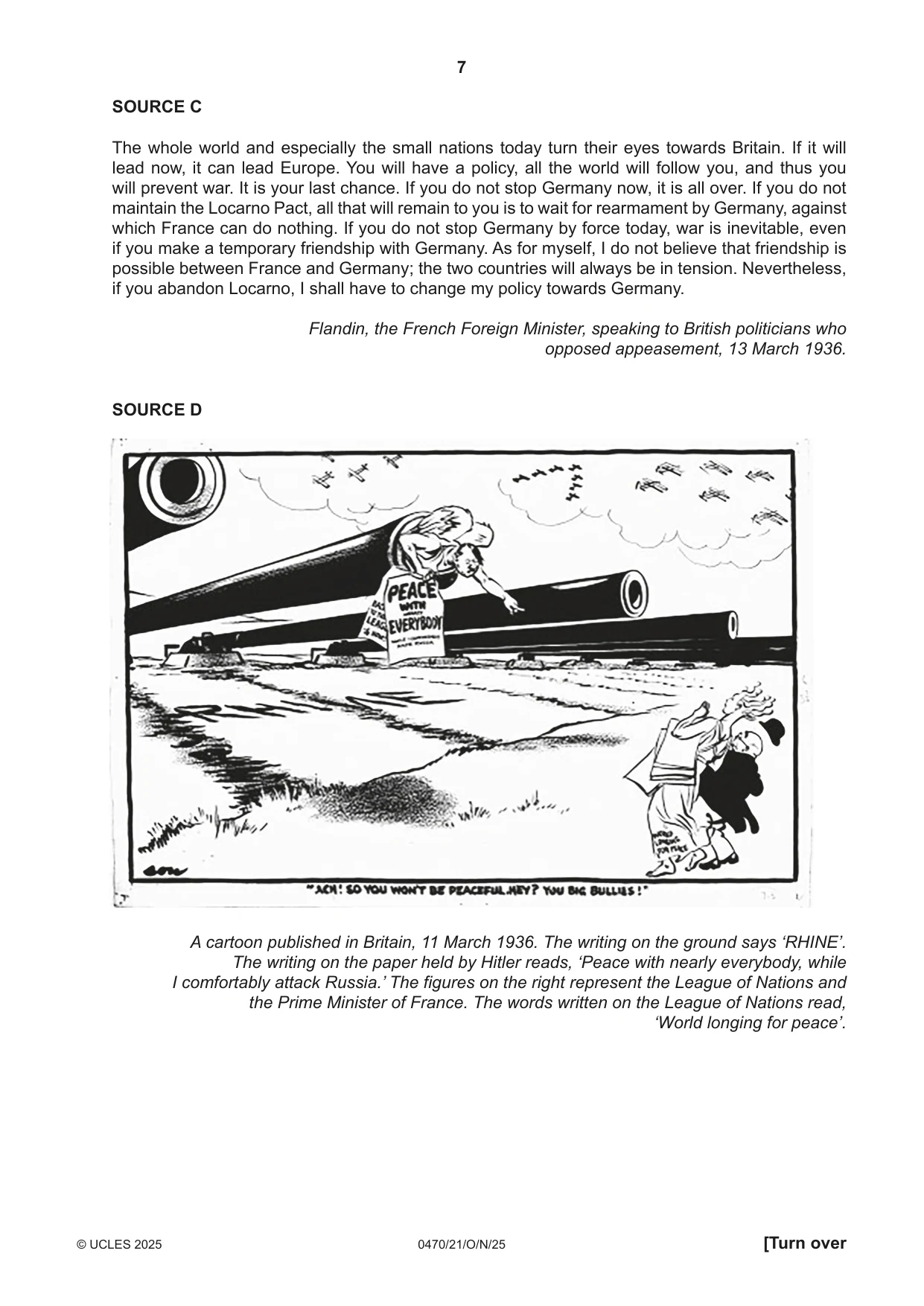 Cambridge IGCSE History 0470 2025 Oct/Nov Paper 2 · Variant 1 question paper, page 7 of 12