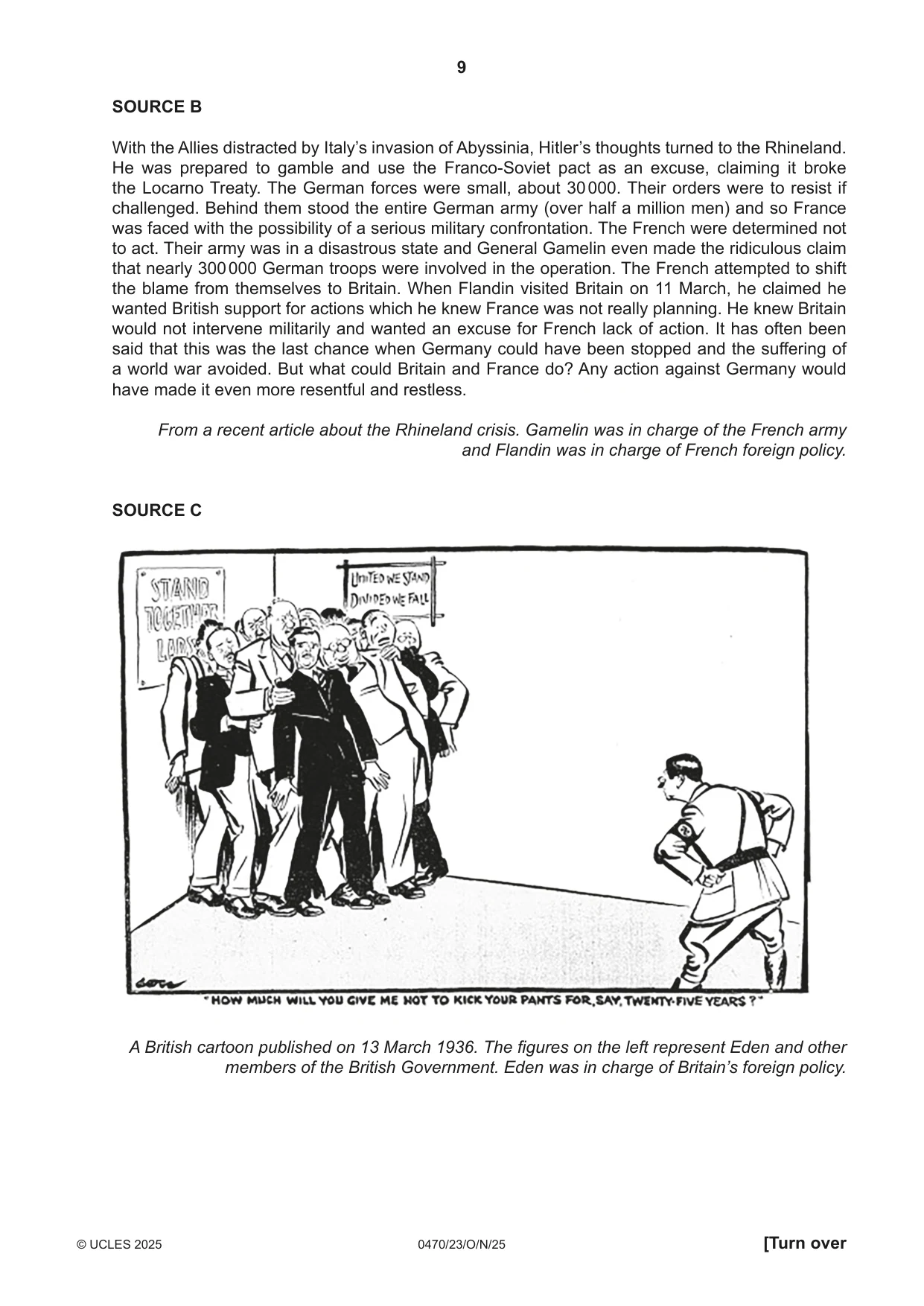 Cambridge IGCSE History 0470 2025 Oct/Nov Paper 2 · Variant 3 question paper, page 9 of 12