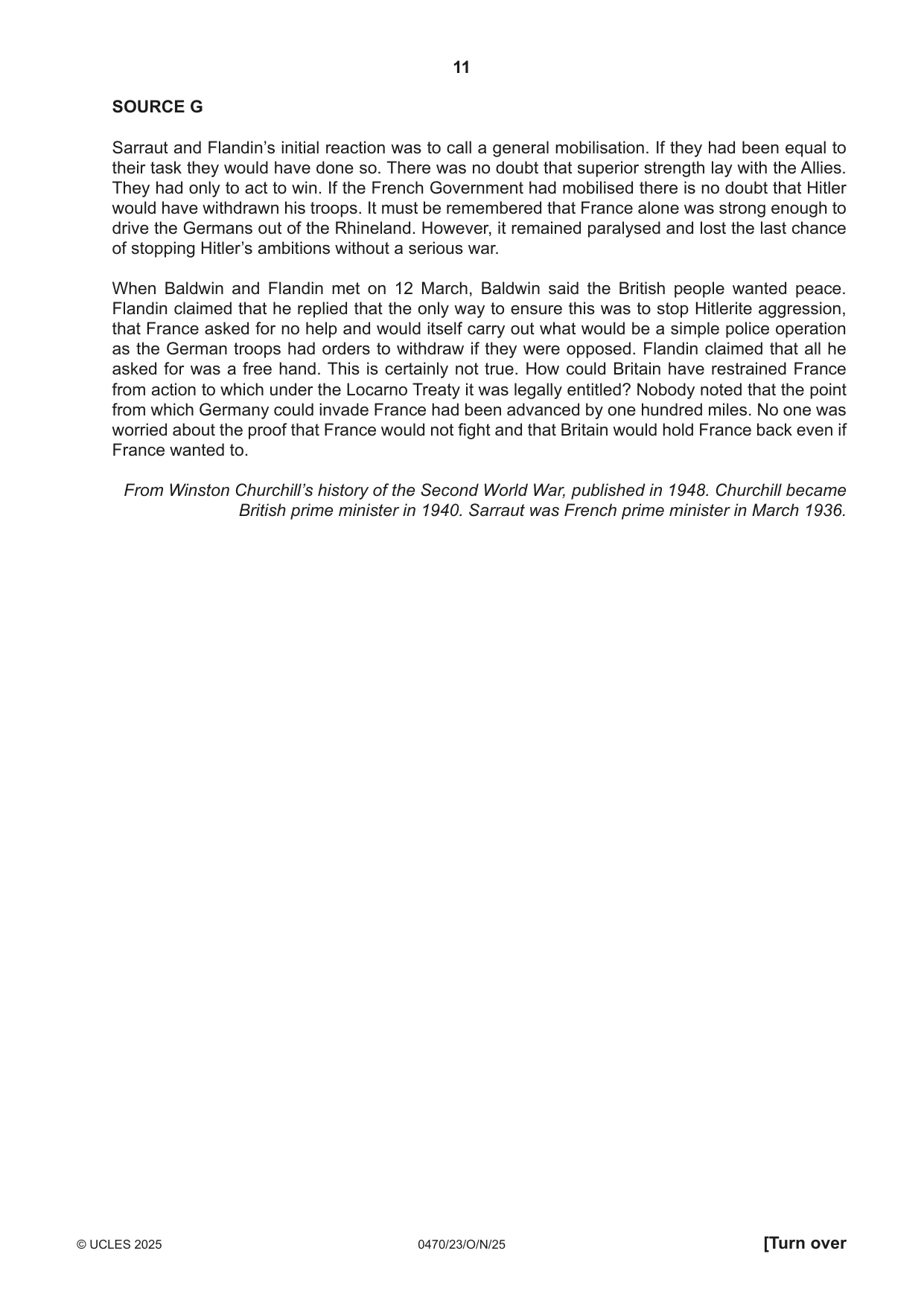 Cambridge IGCSE History 0470 2025 Oct/Nov Paper 2 · Variant 3 question paper, page 11 of 12