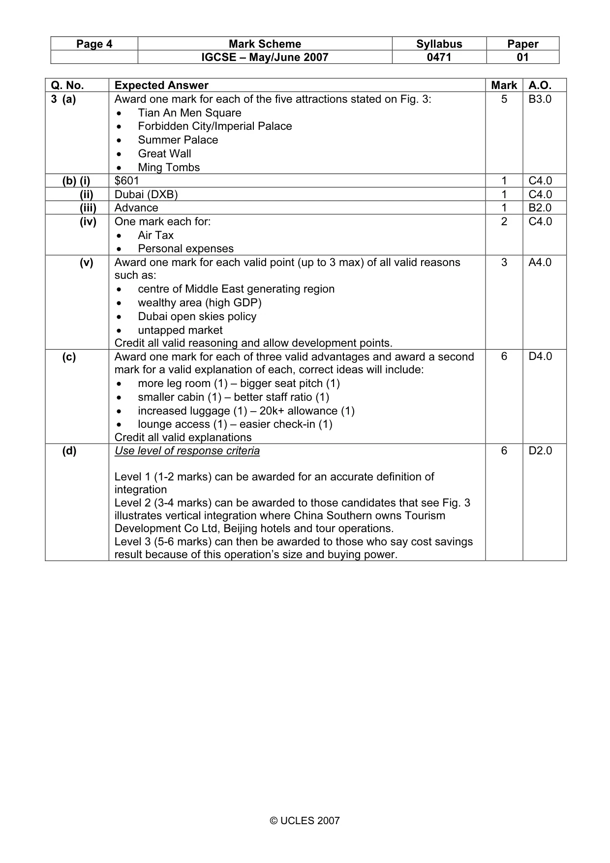 Mark scheme, page 4 of 5