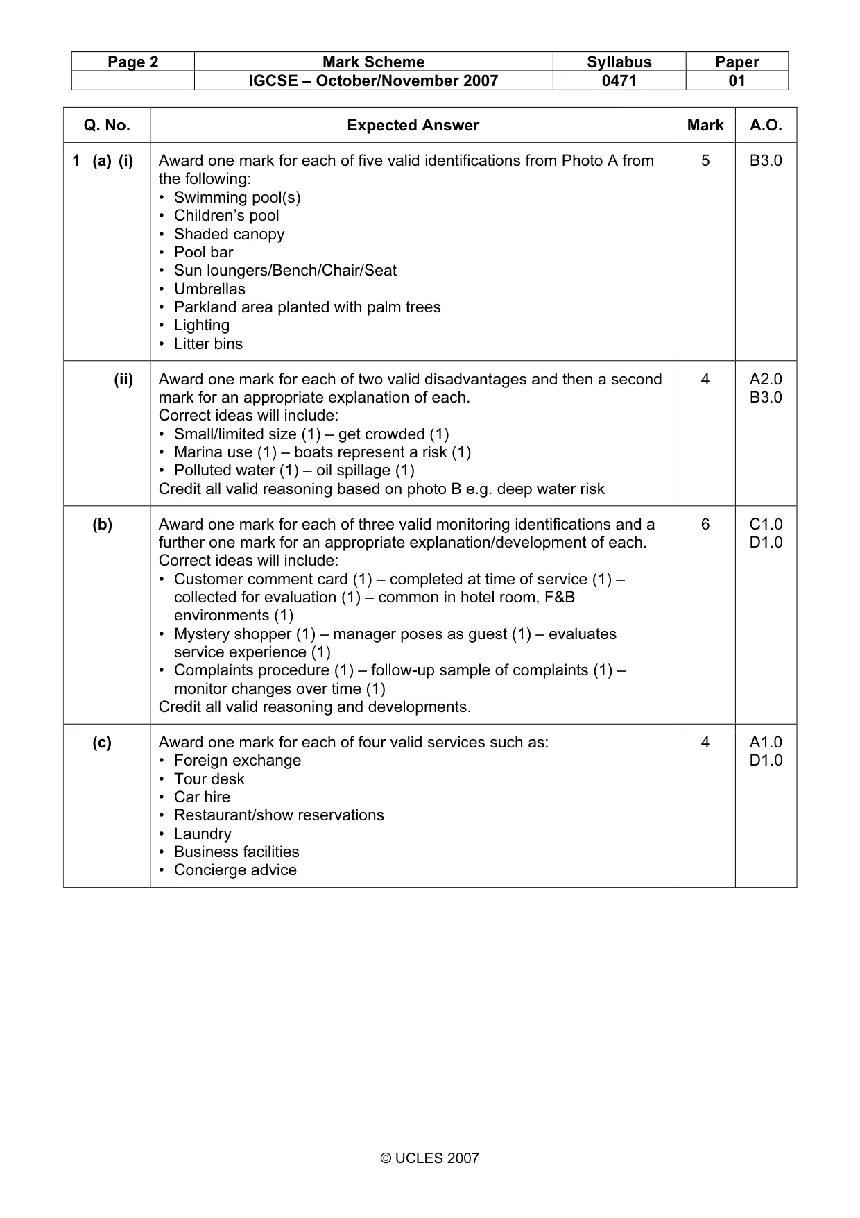 Mark scheme, page 2 of 6