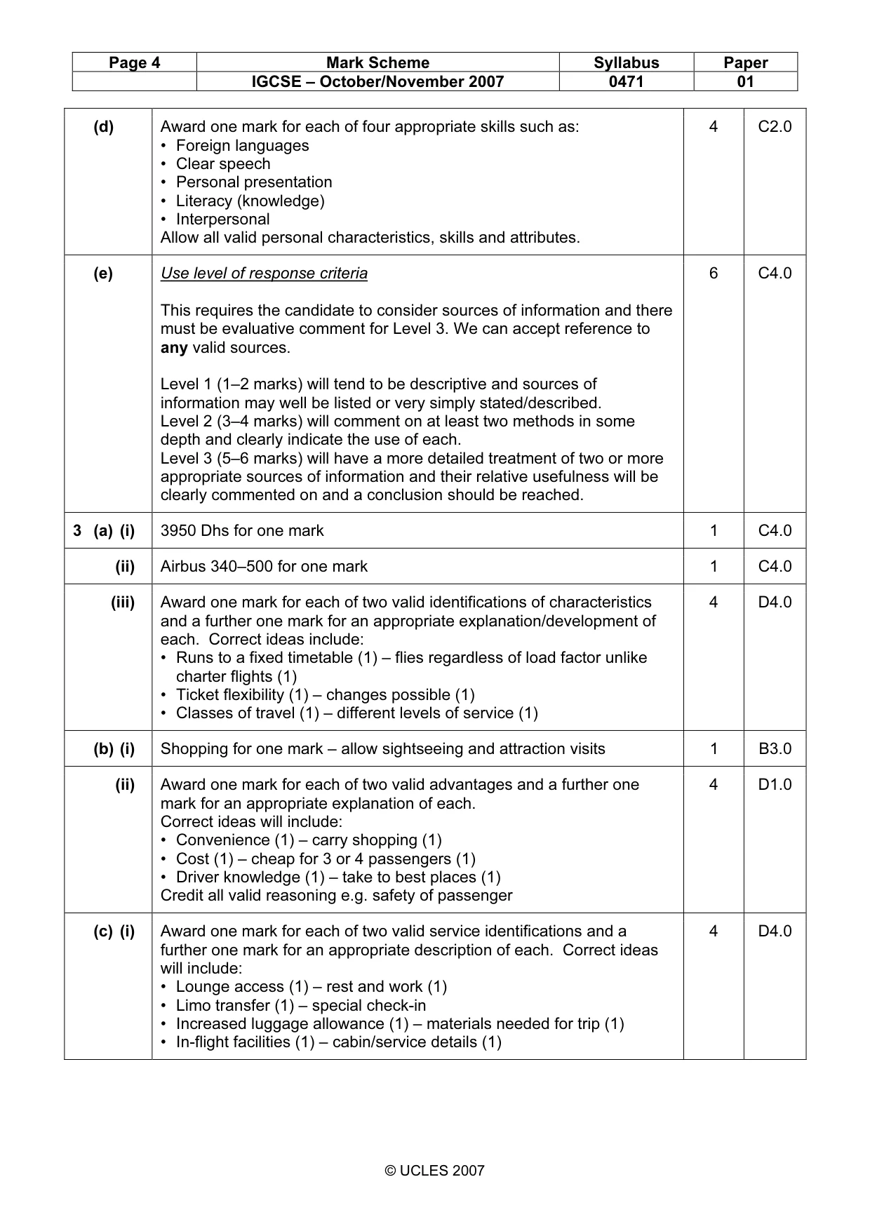 Mark scheme, page 4 of 6