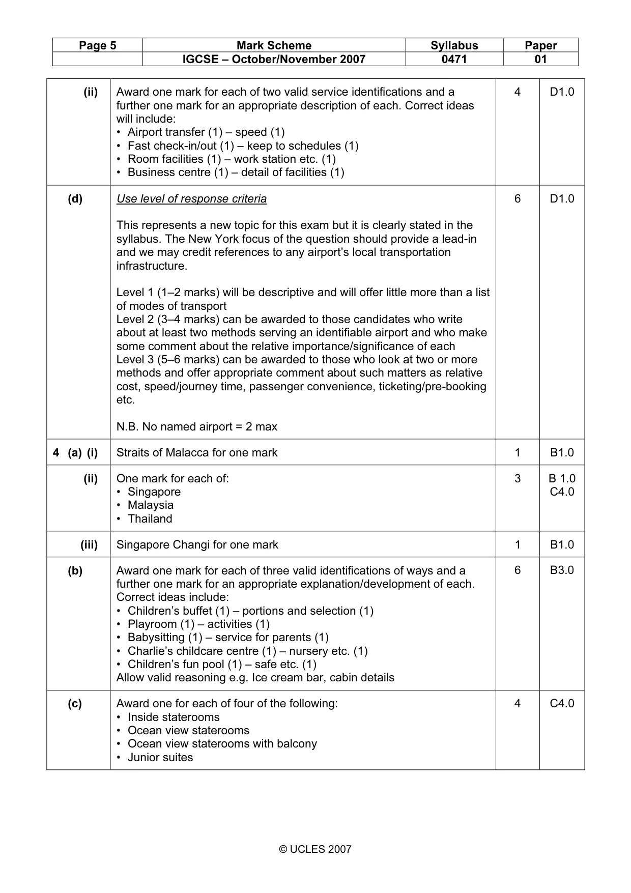 Mark scheme, page 5 of 6