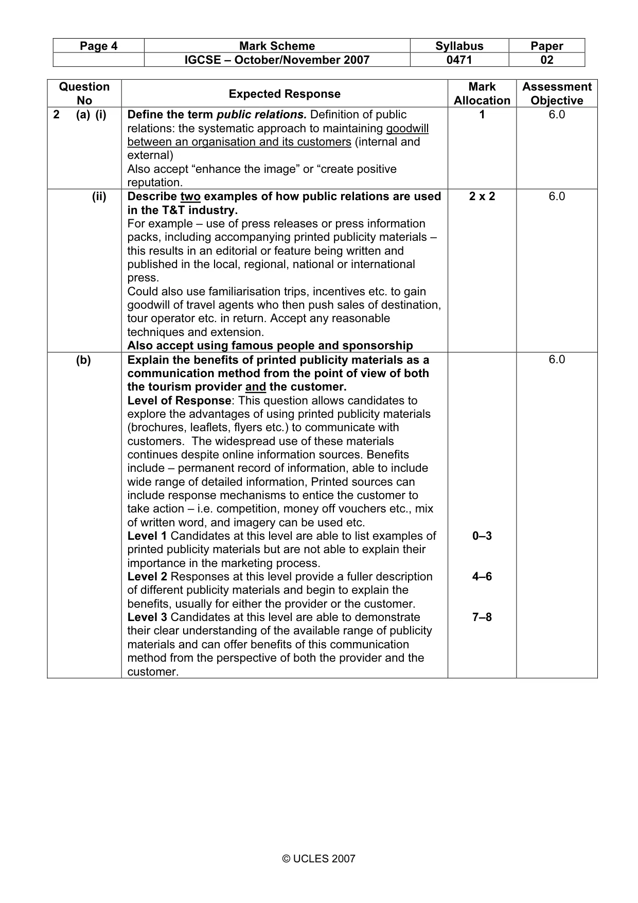 Mark scheme, page 4 of 9