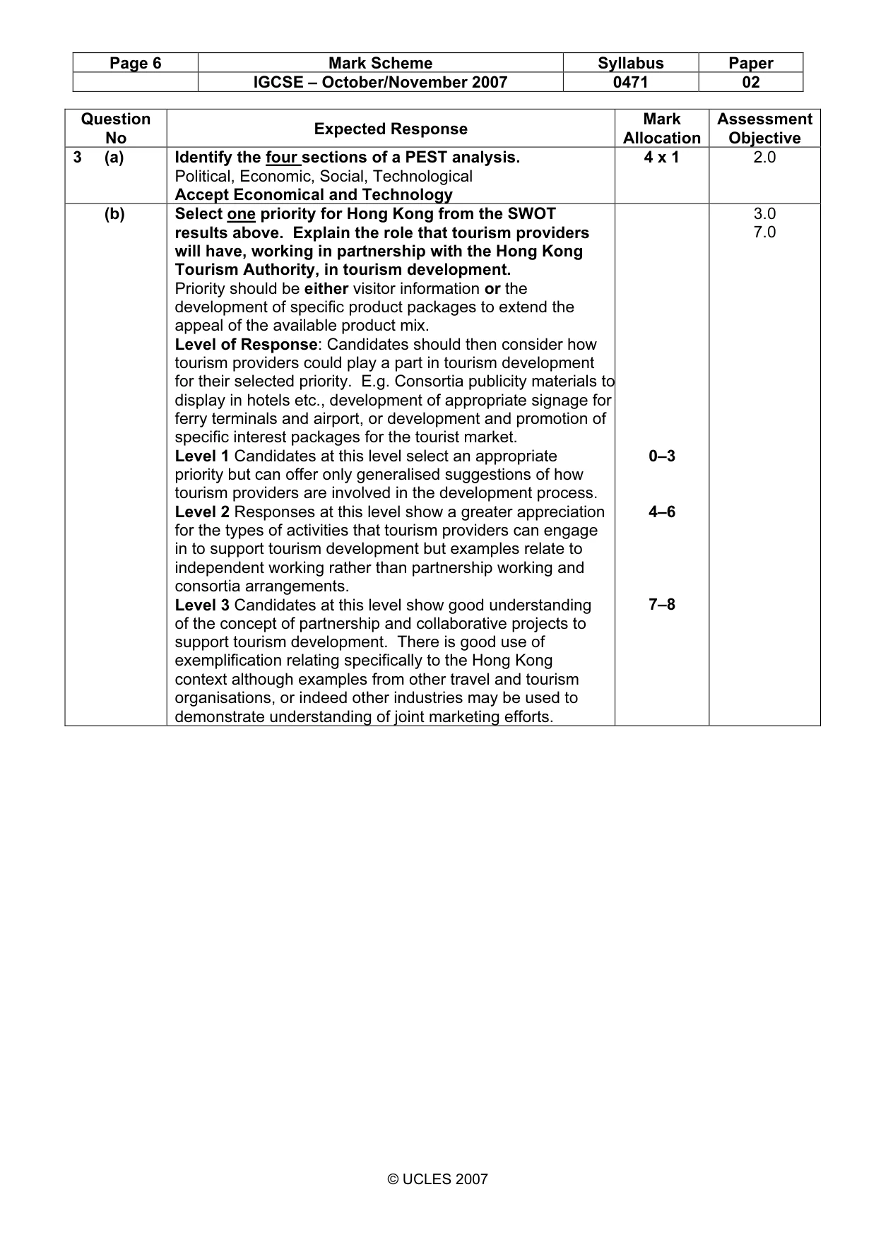 Mark scheme, page 6 of 9