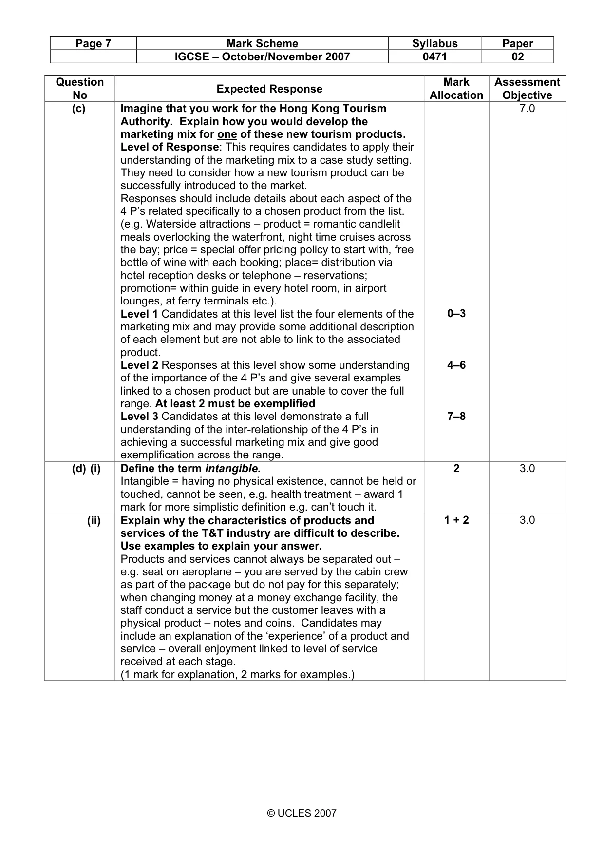 Mark scheme, page 7 of 9
