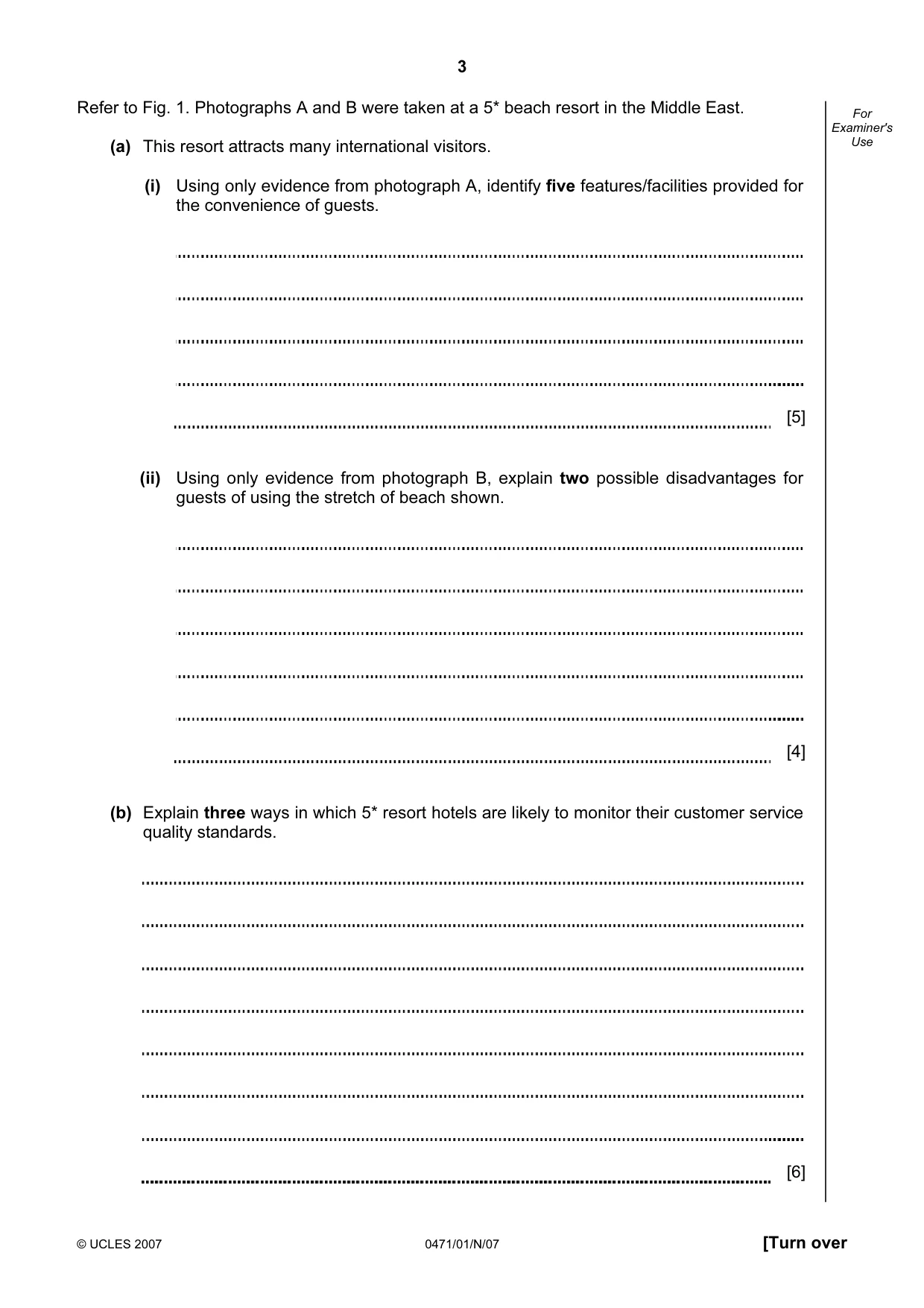 Cambridge IGCSE Travel and Tourism 0471 2007 Oct/Nov Paper 1 · Variant 1 question paper, page 3 of 16