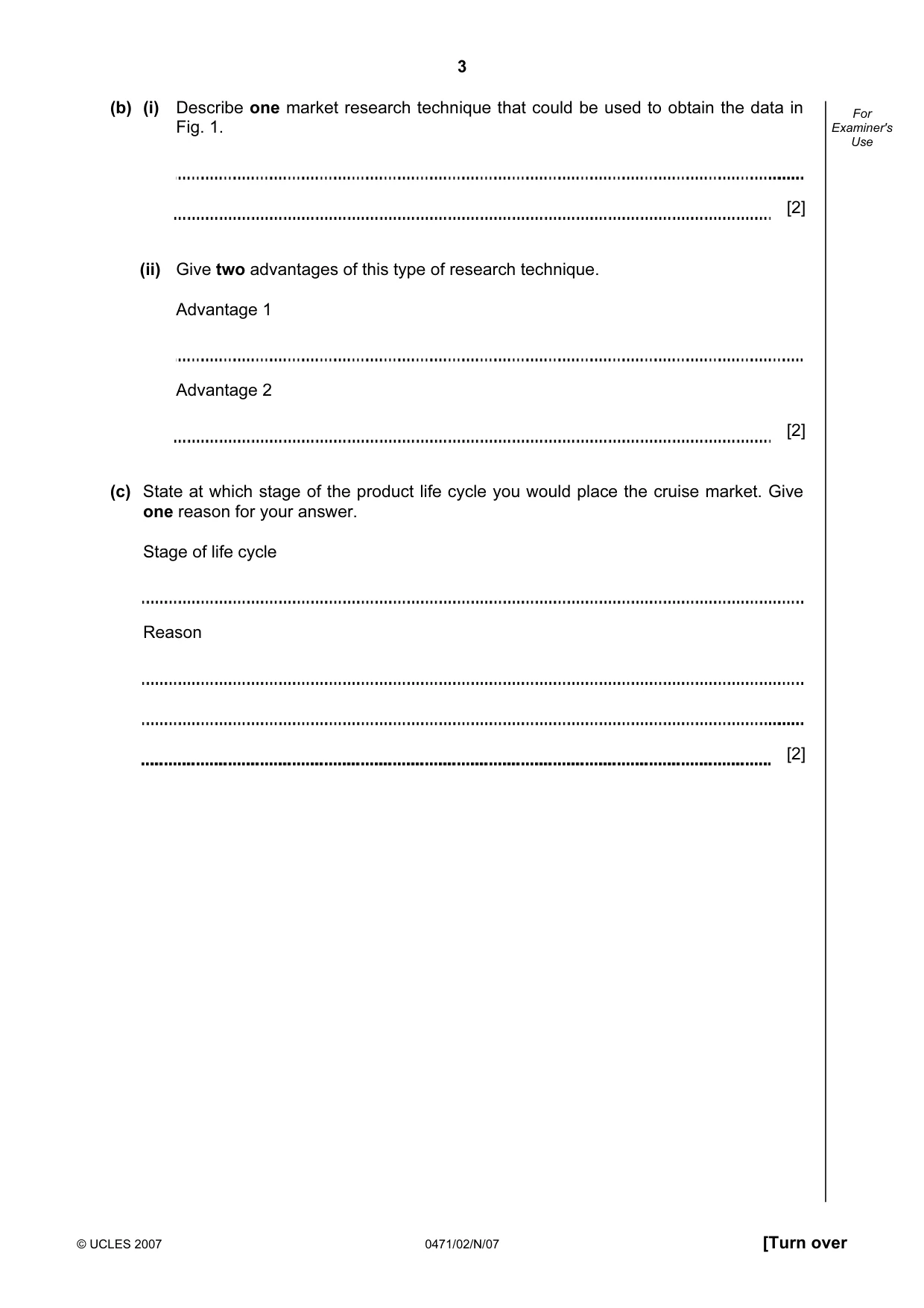 Cambridge IGCSE Travel and Tourism 0471 2007 Oct/Nov Paper 2 · Variant 1 question paper, page 3 of 12