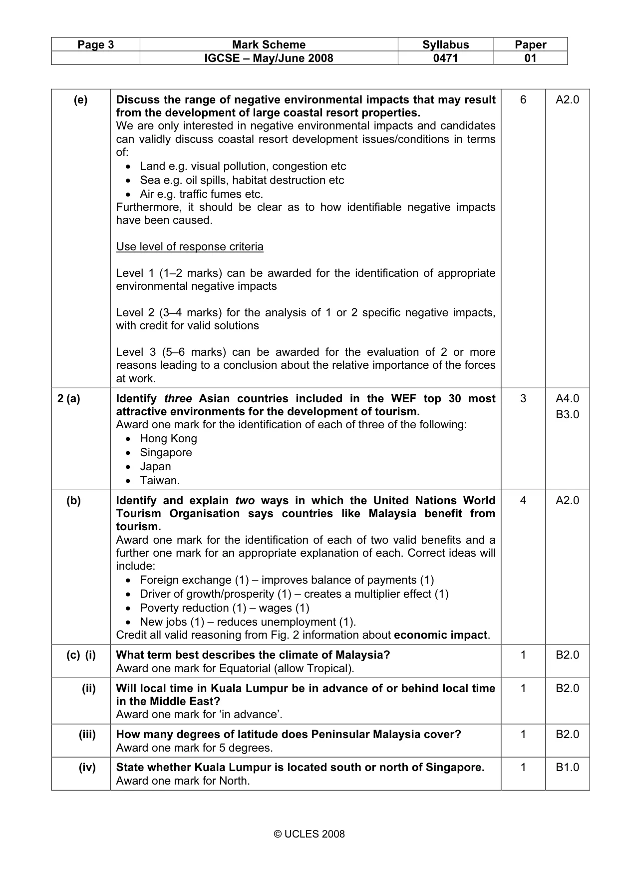 Mark scheme, page 3 of 6