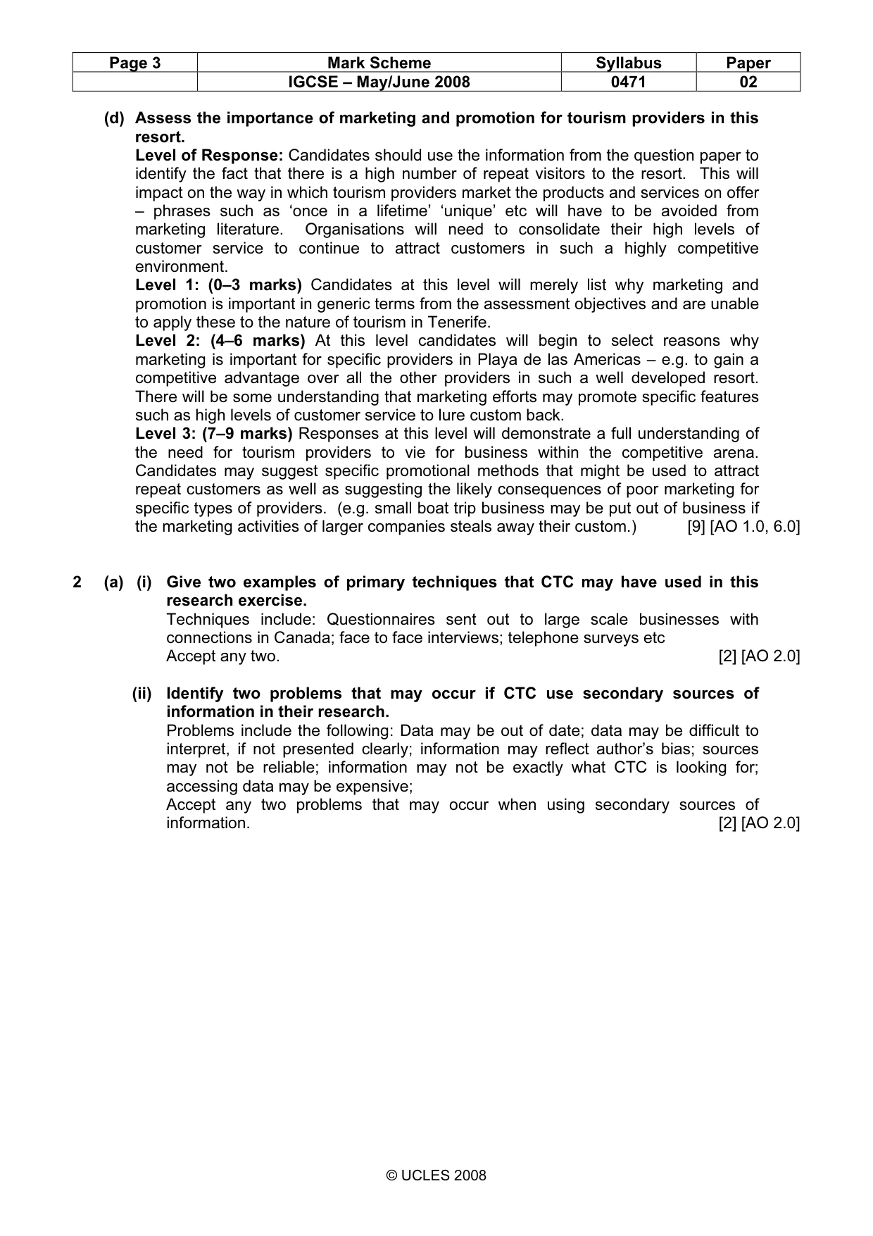 Mark scheme, page 3 of 7