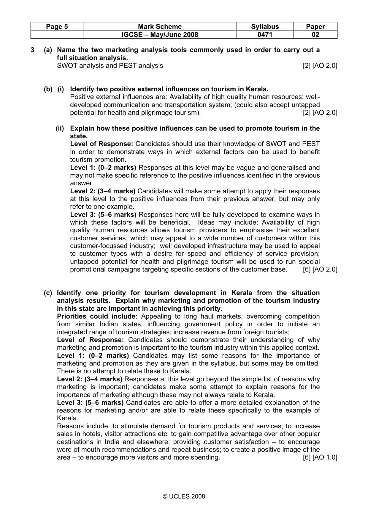 Mark scheme, page 5 of 7