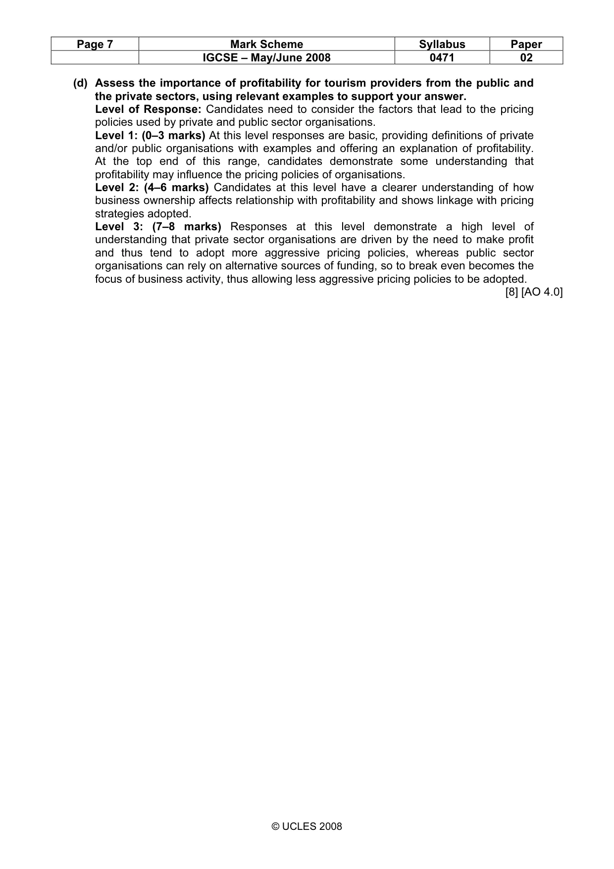 Mark scheme, page 7 of 7