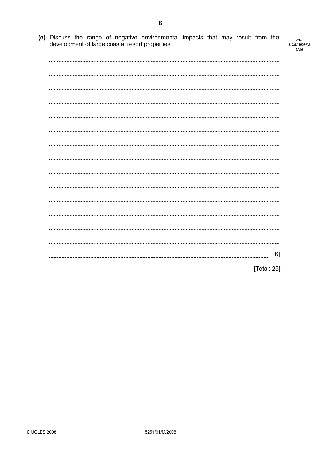 Cambridge IGCSE Travel and Tourism 0471 2008 May/June Paper 1 · Variant 1 question paper, page 6 of 20
