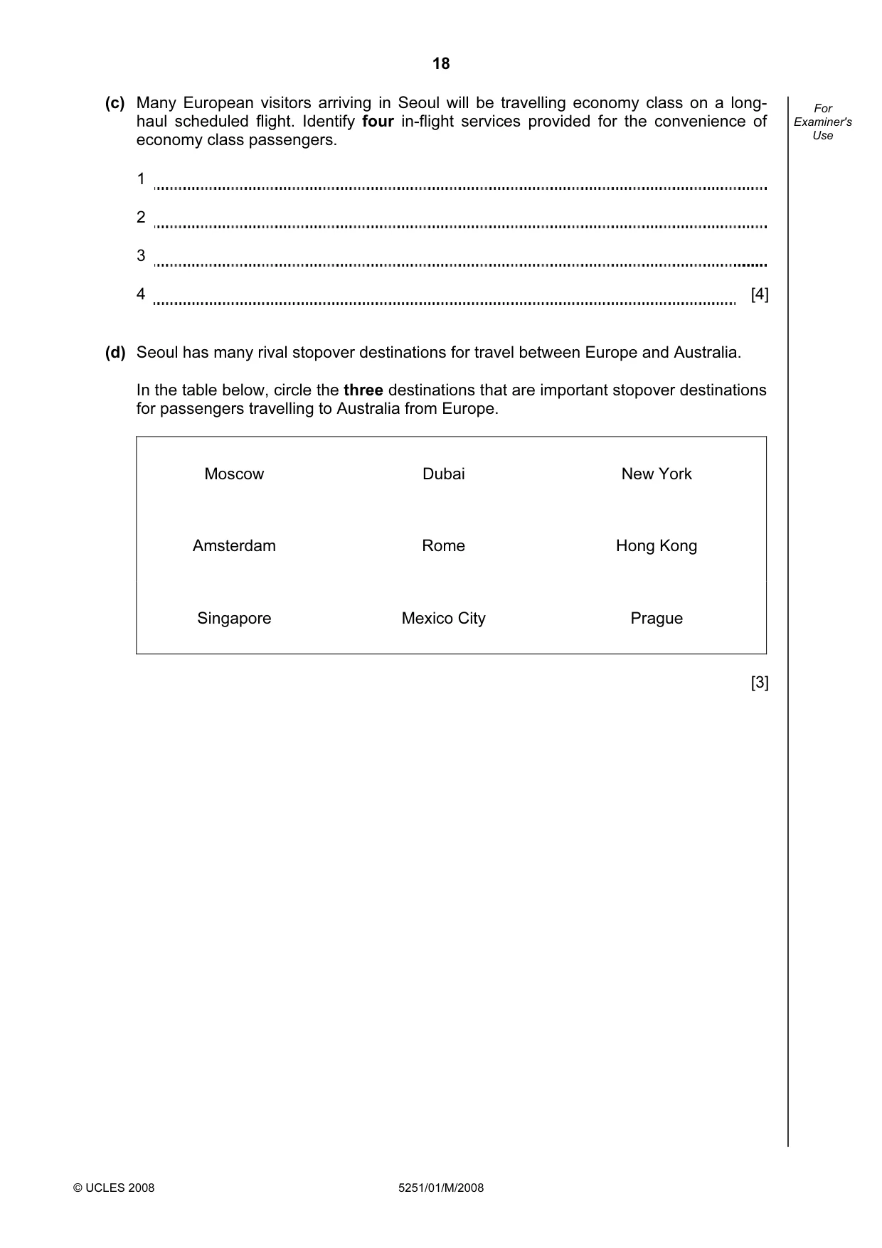Cambridge IGCSE Travel and Tourism 0471 2008 May/June Paper 1 · Variant 1 question paper, page 18 of 20