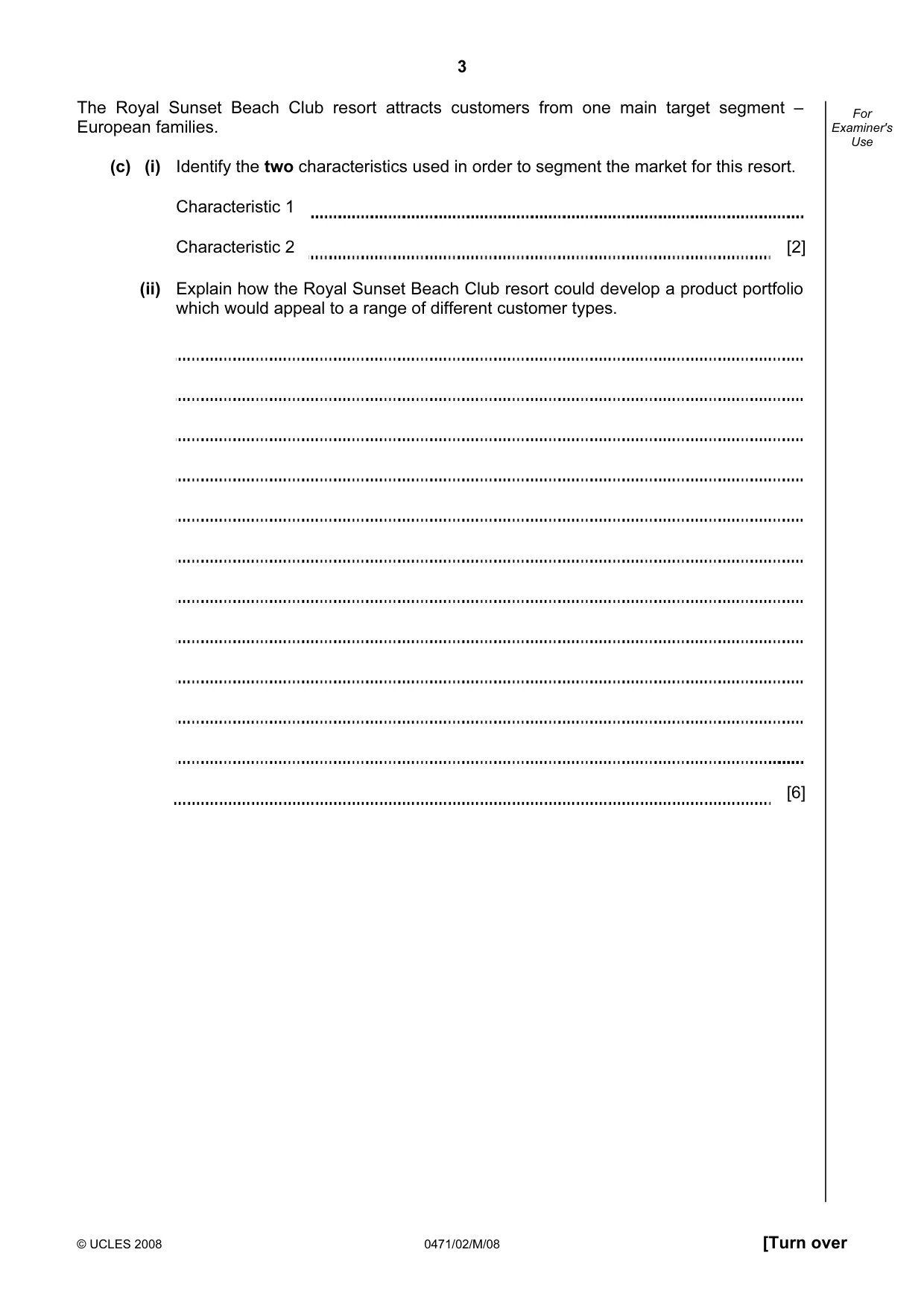 Cambridge IGCSE Travel and Tourism 0471 2008 May/June Paper 2 · Variant 1 question paper, page 3 of 16