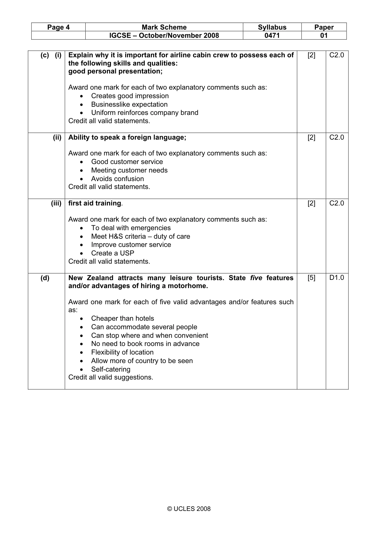 Mark scheme, page 4 of 8