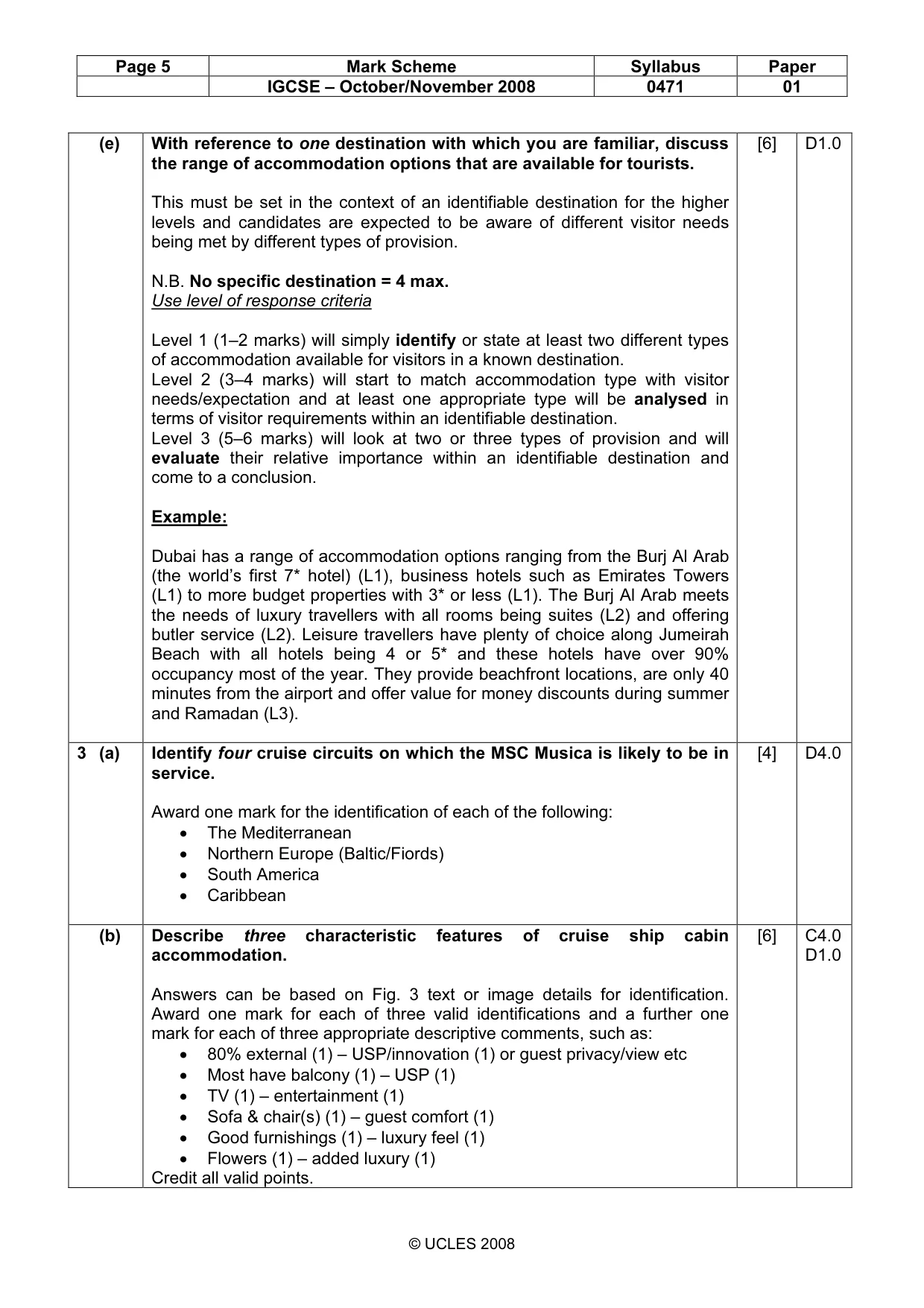 Mark scheme, page 5 of 8