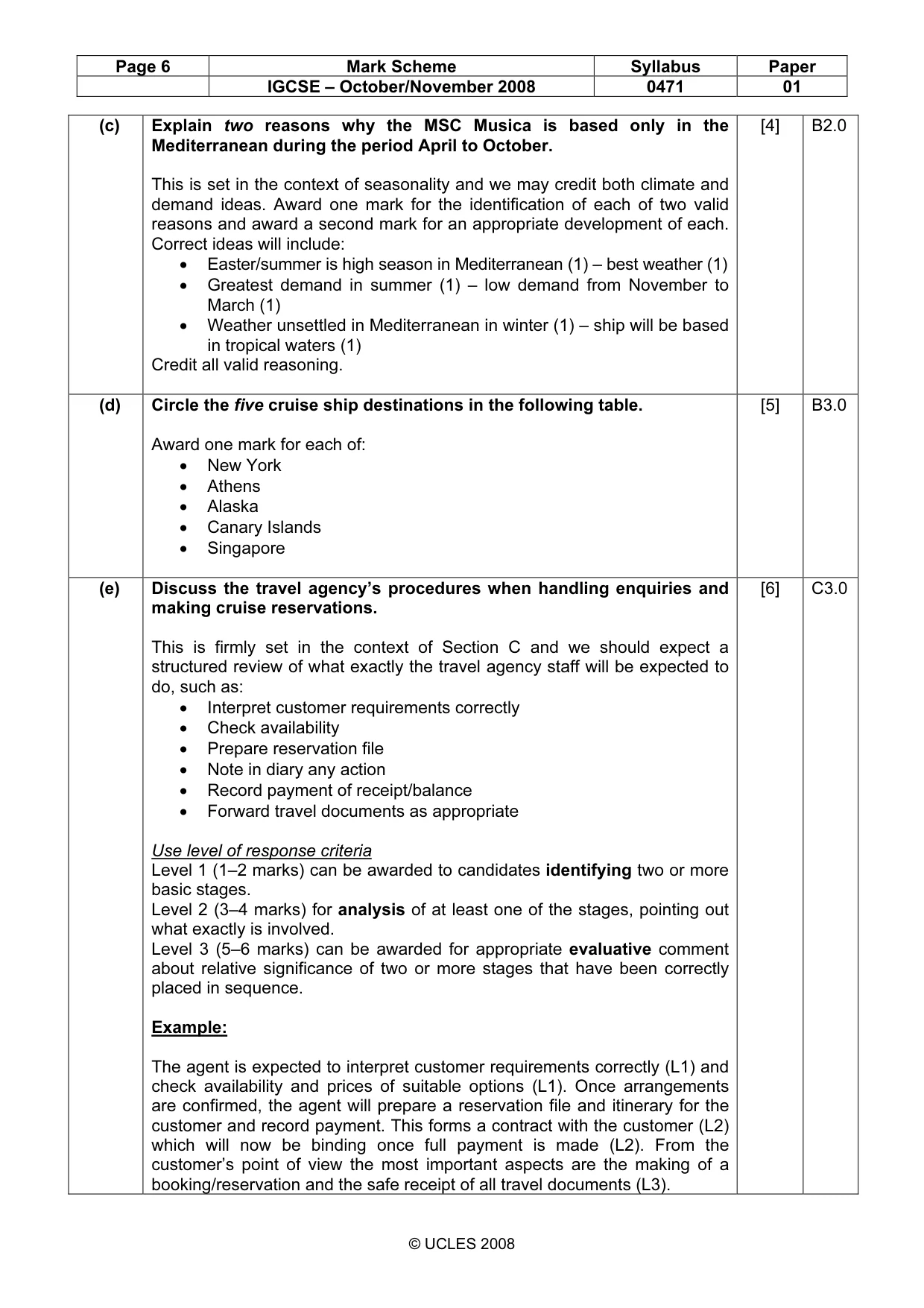 Mark scheme, page 6 of 8
