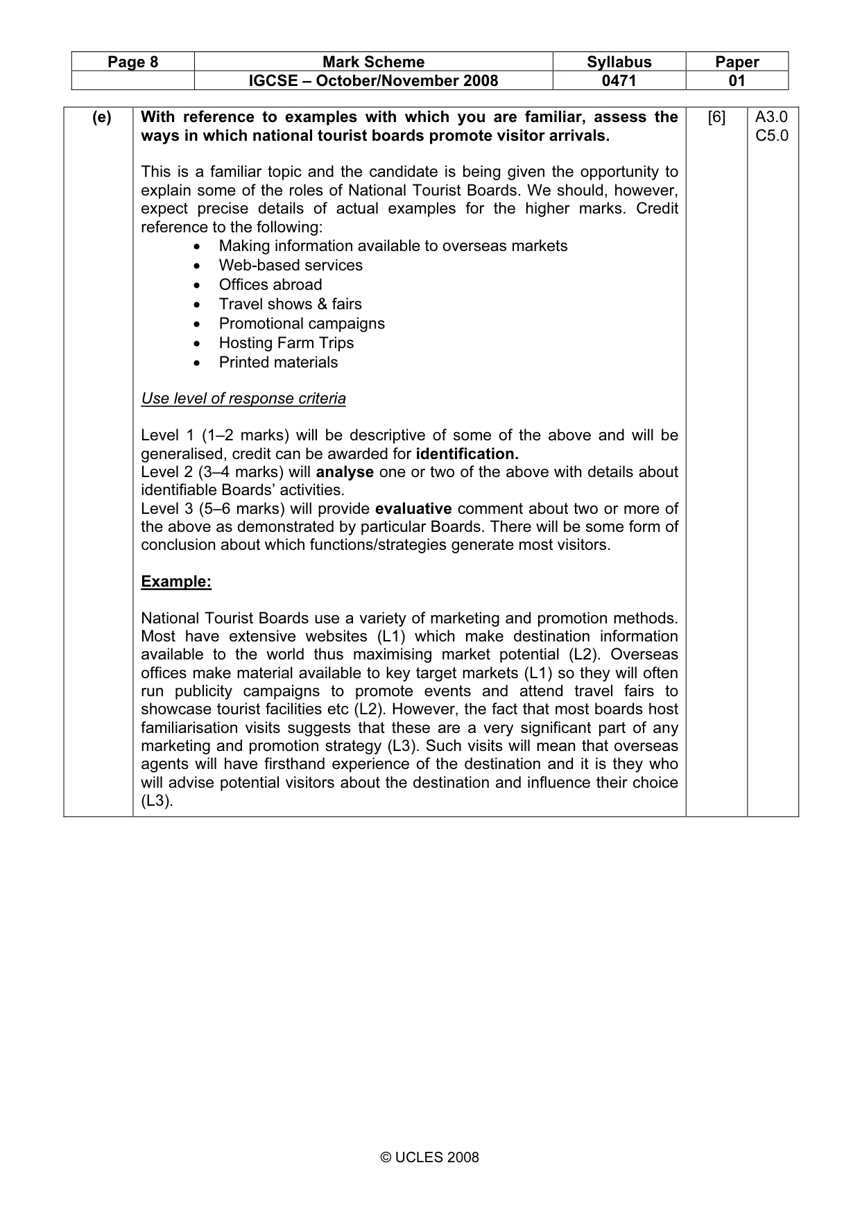 Mark scheme, page 8 of 8