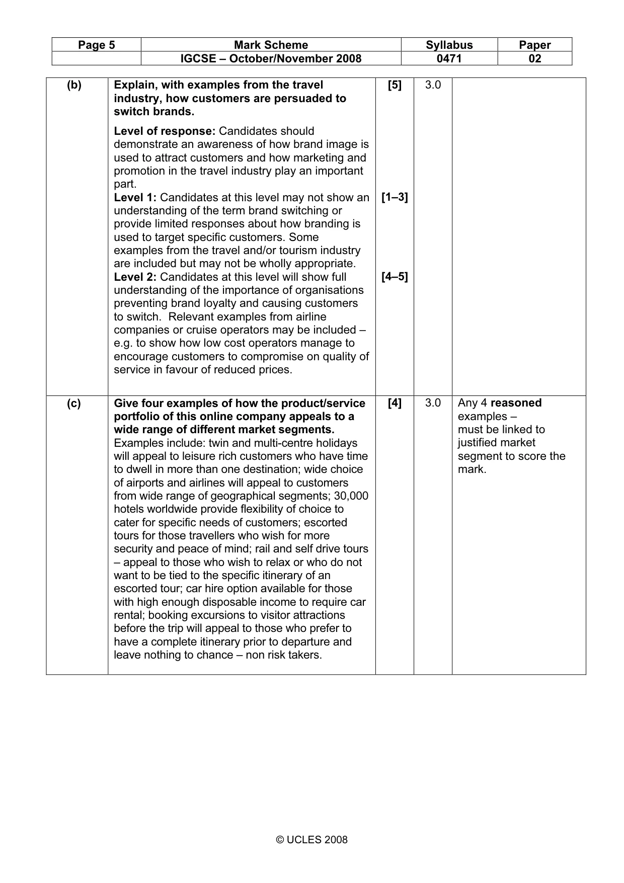 Mark scheme, page 5 of 10