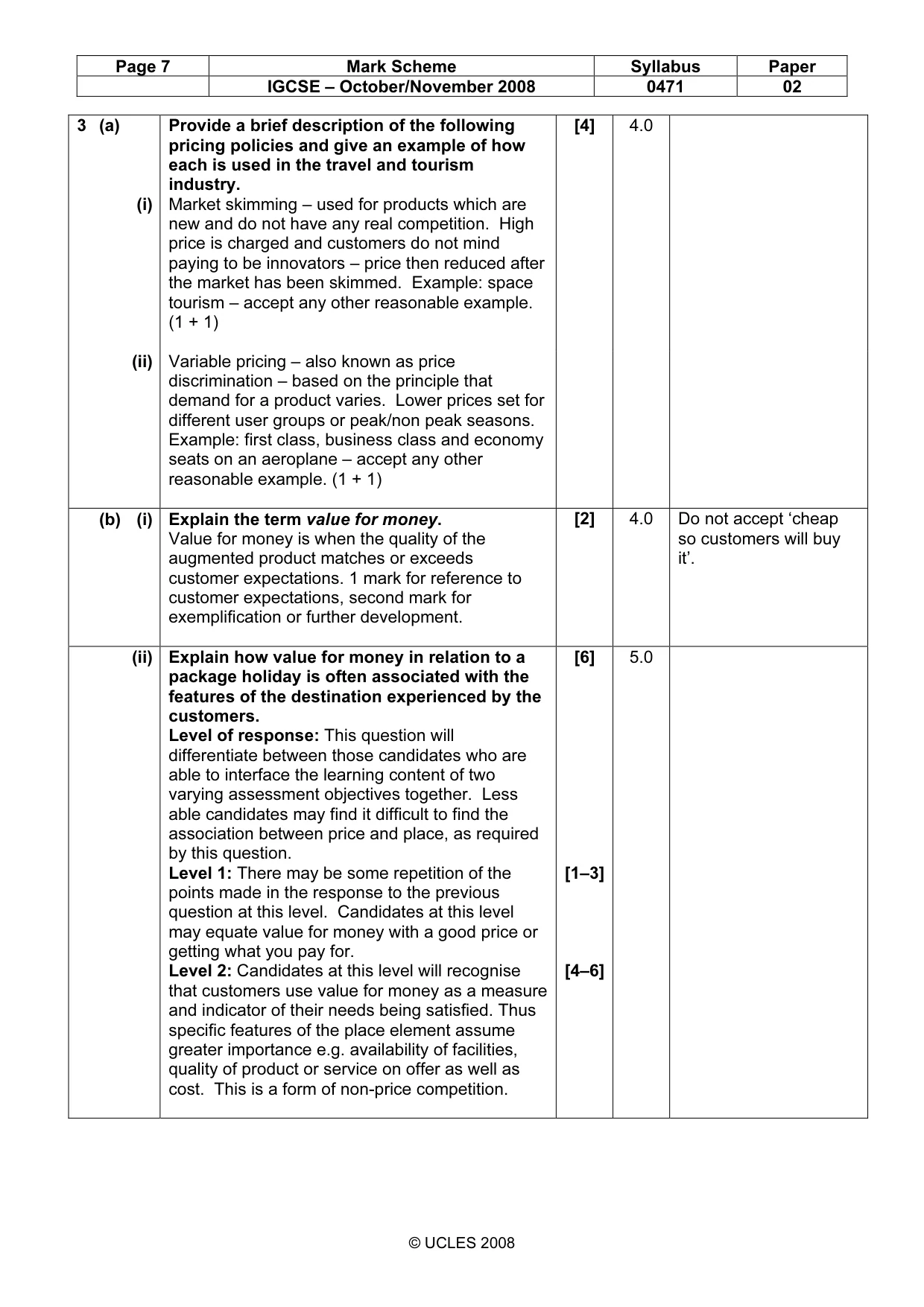 Mark scheme, page 7 of 10